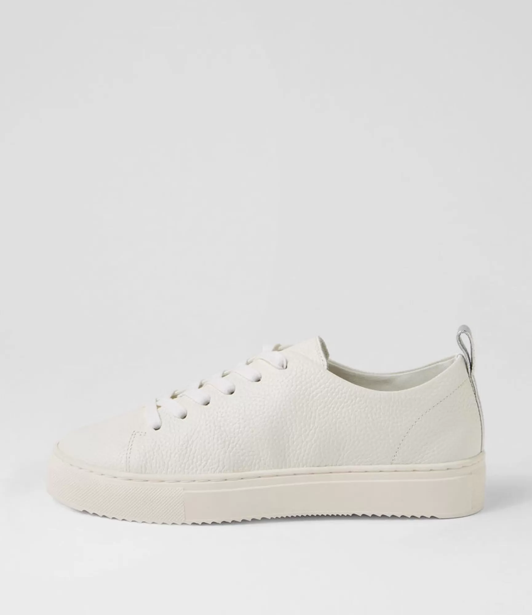 Outlet Midas Shoes Abygail White Silver Tumble Leather Sneakers