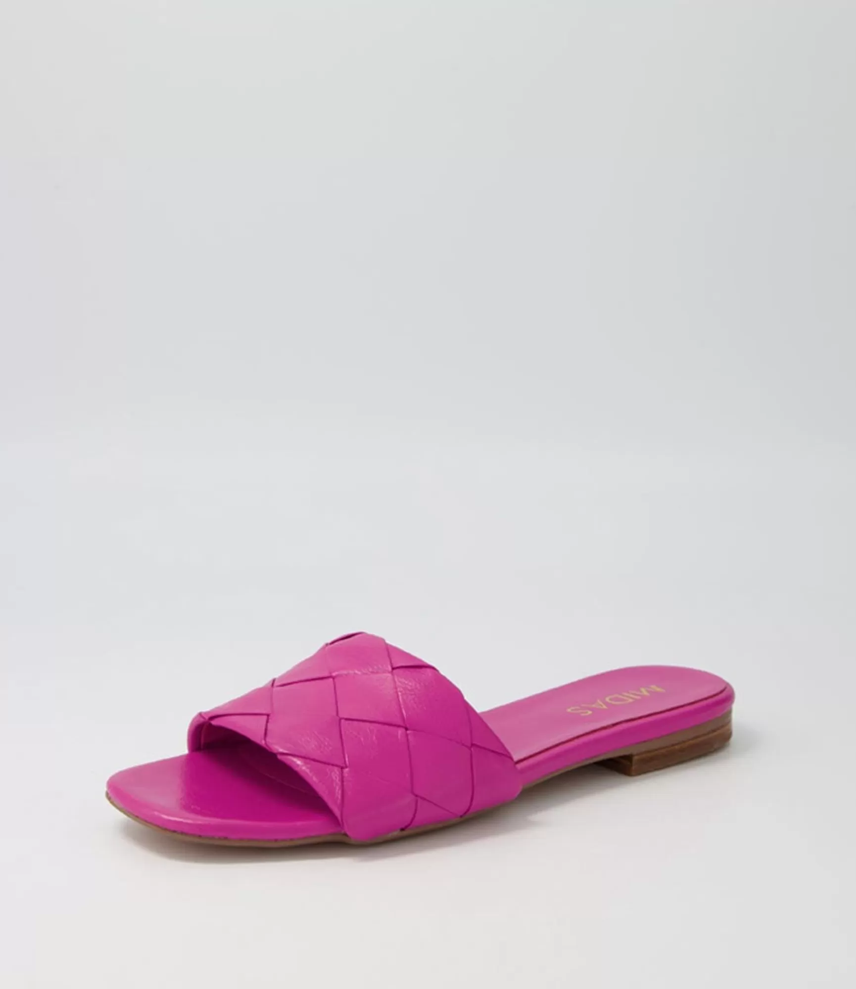 New Midas Shoes Allday Fuchsia Leather Slides