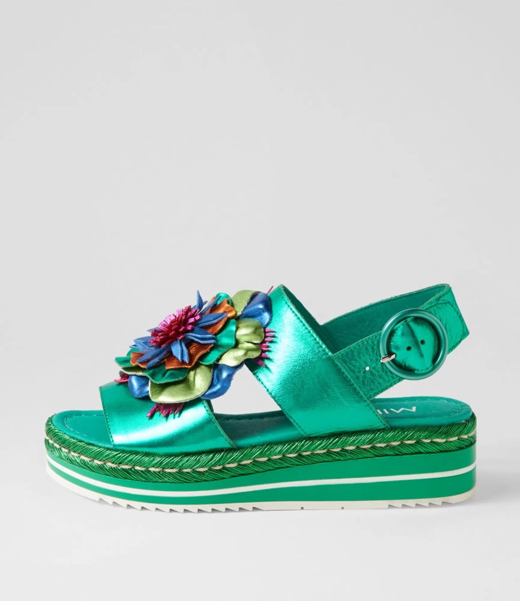 Discount Midas Shoes Amaro Emerald Metallic Multi Leather Sandals