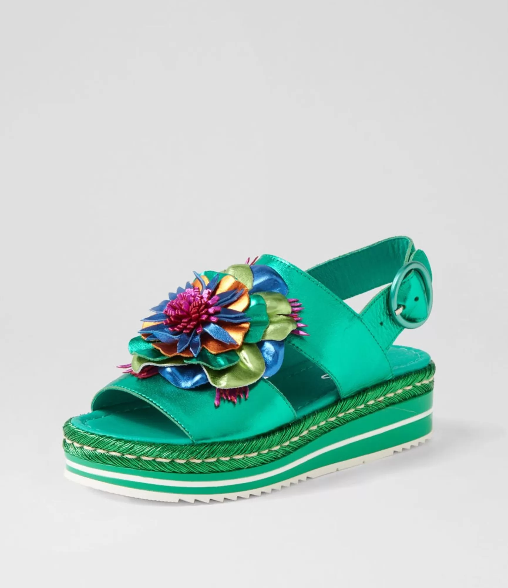 Discount Midas Shoes Amaro Emerald Metallic Multi Leather Sandals