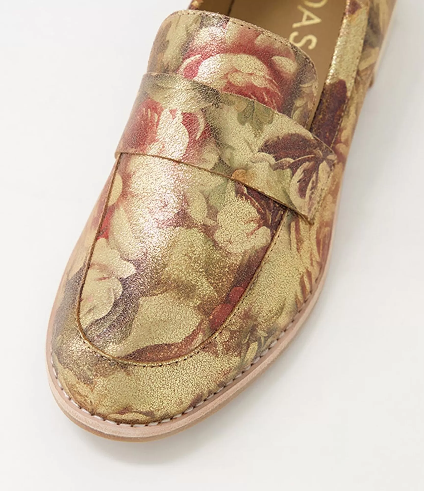 Online Midas Shoes Aqueen Vintage Metal Floral Leather Loafers