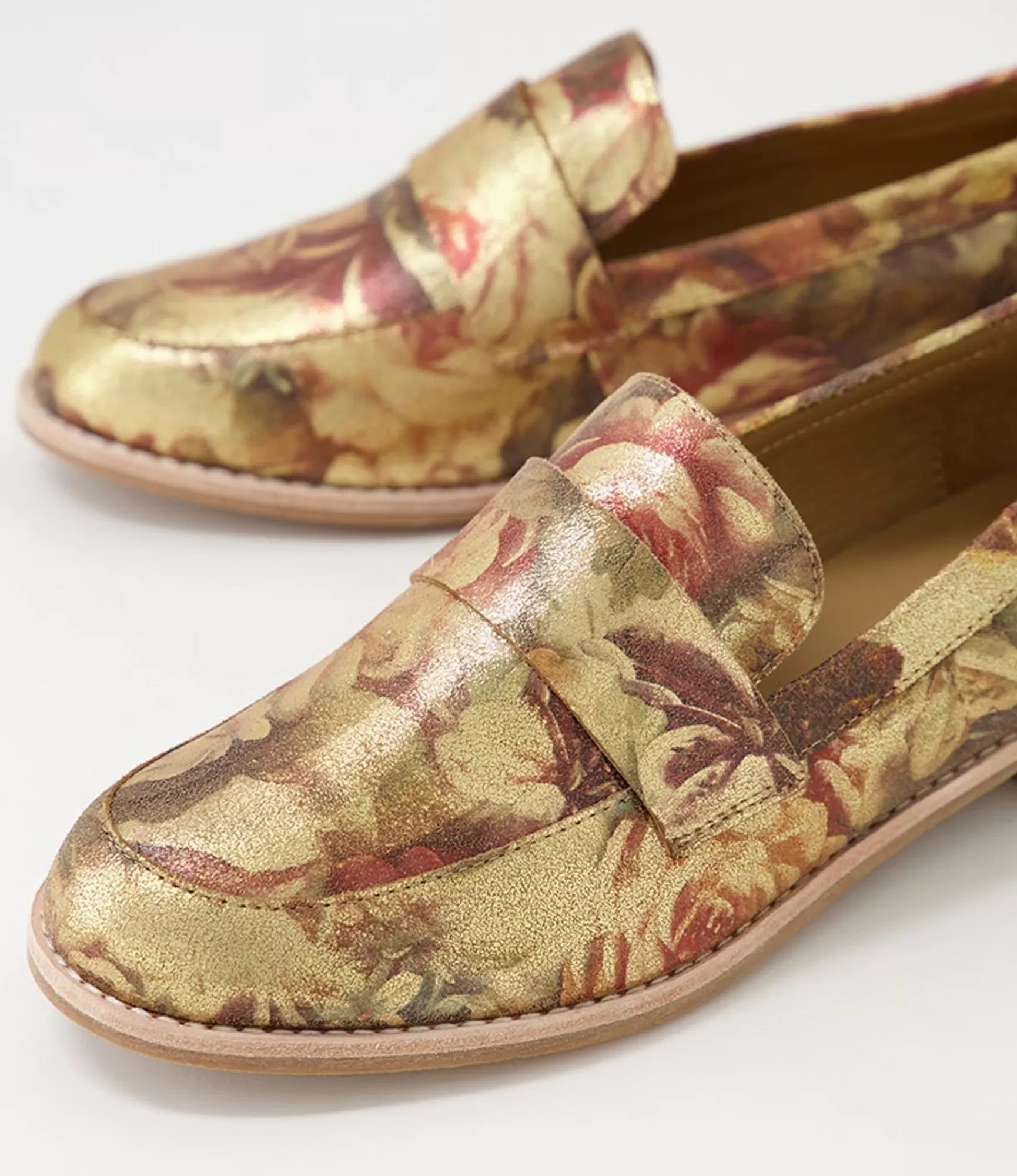 Online Midas Shoes Aqueen Vintage Metal Floral Leather Loafers