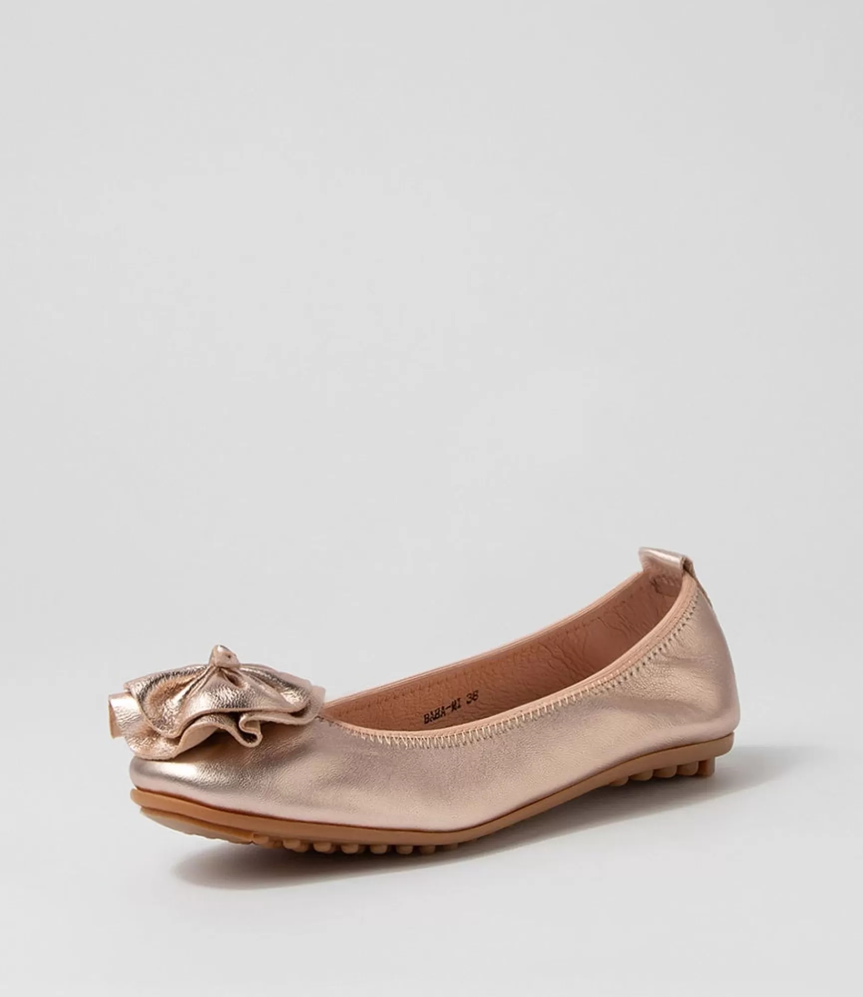 Online Midas Shoes Baha Pale Rose Gold Leather Ballet Flats