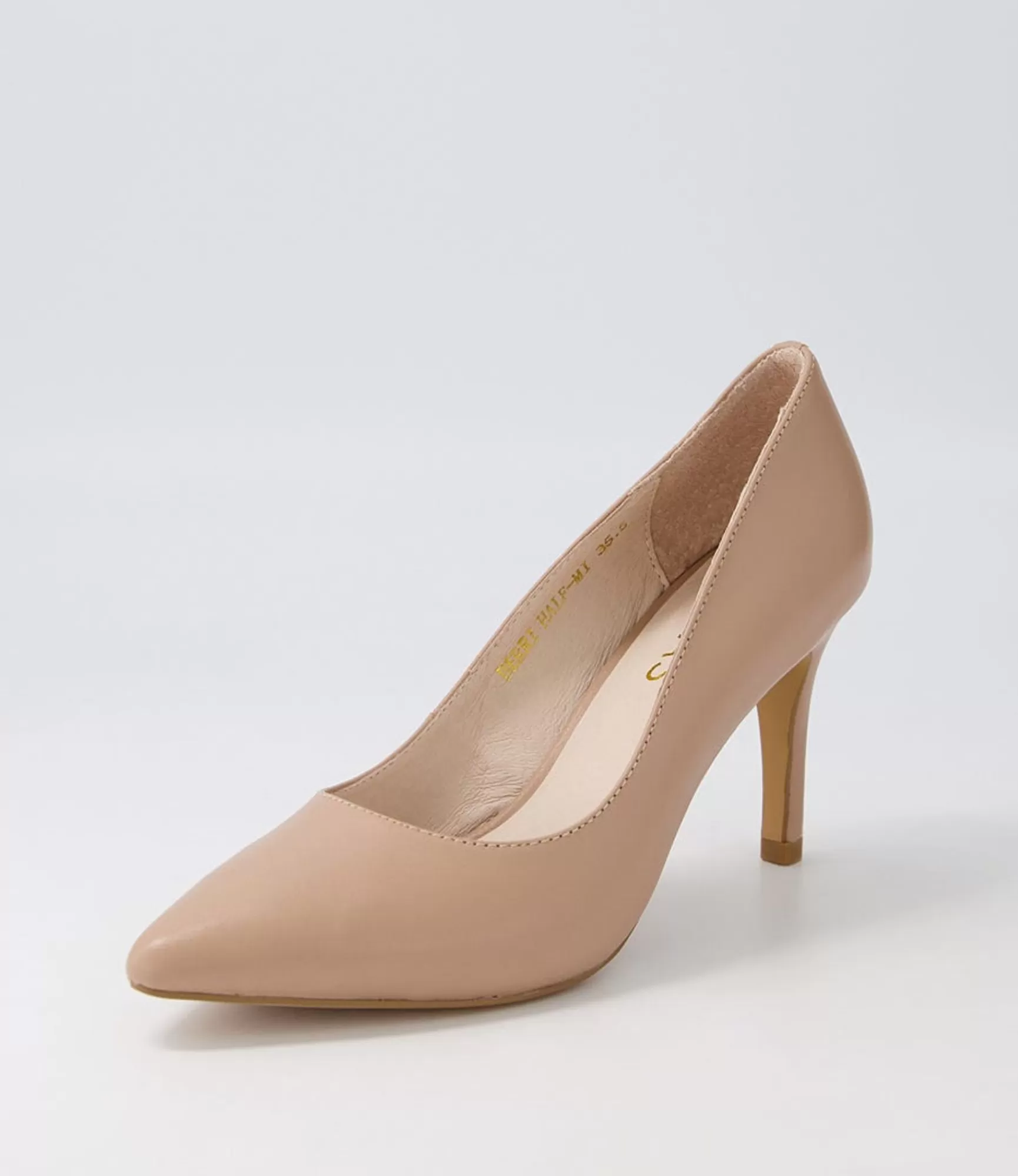 Discount Midas Shoes Berri Half Dark Nude Leather Pump Heels