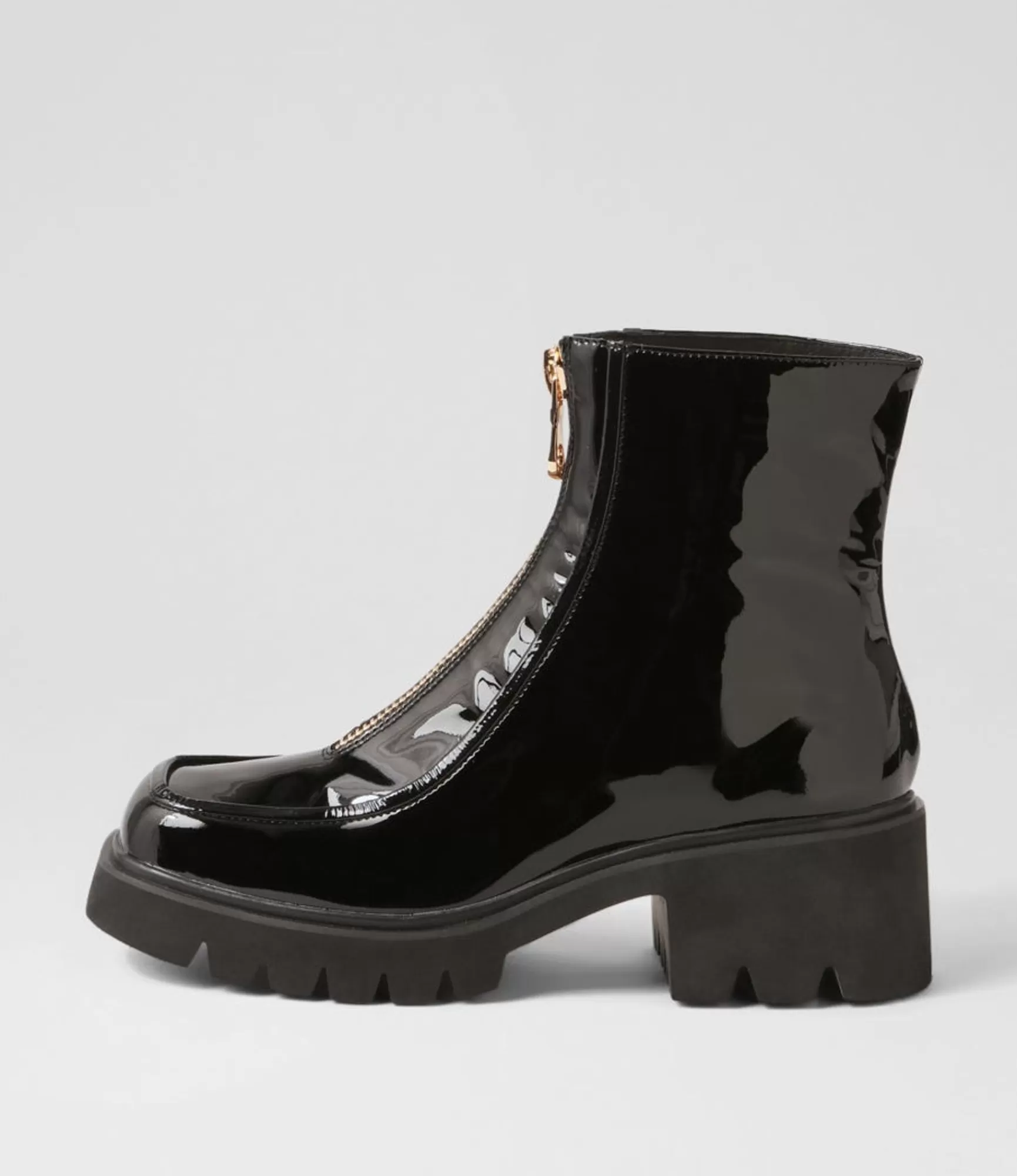 Outlet Midas Shoes Bilbee Black Patent Leather Ankle Boots
