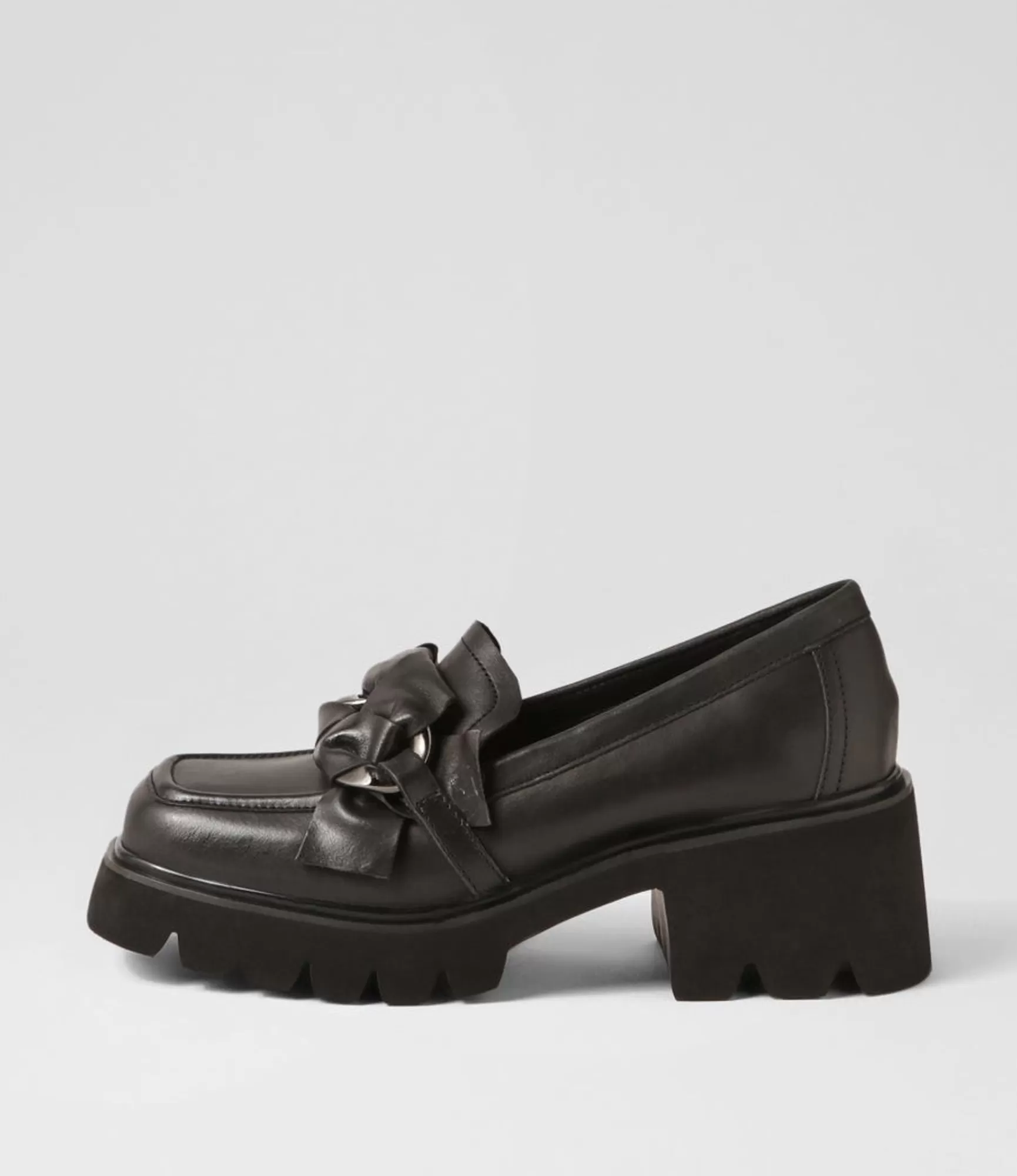 Online Midas Shoes Bizzee Black Leather Heels