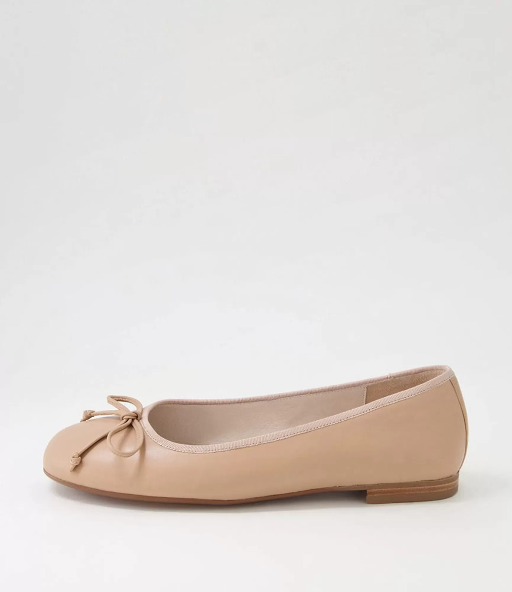 Online Midas Shoes Bowy Nude Leather Ballet Flats