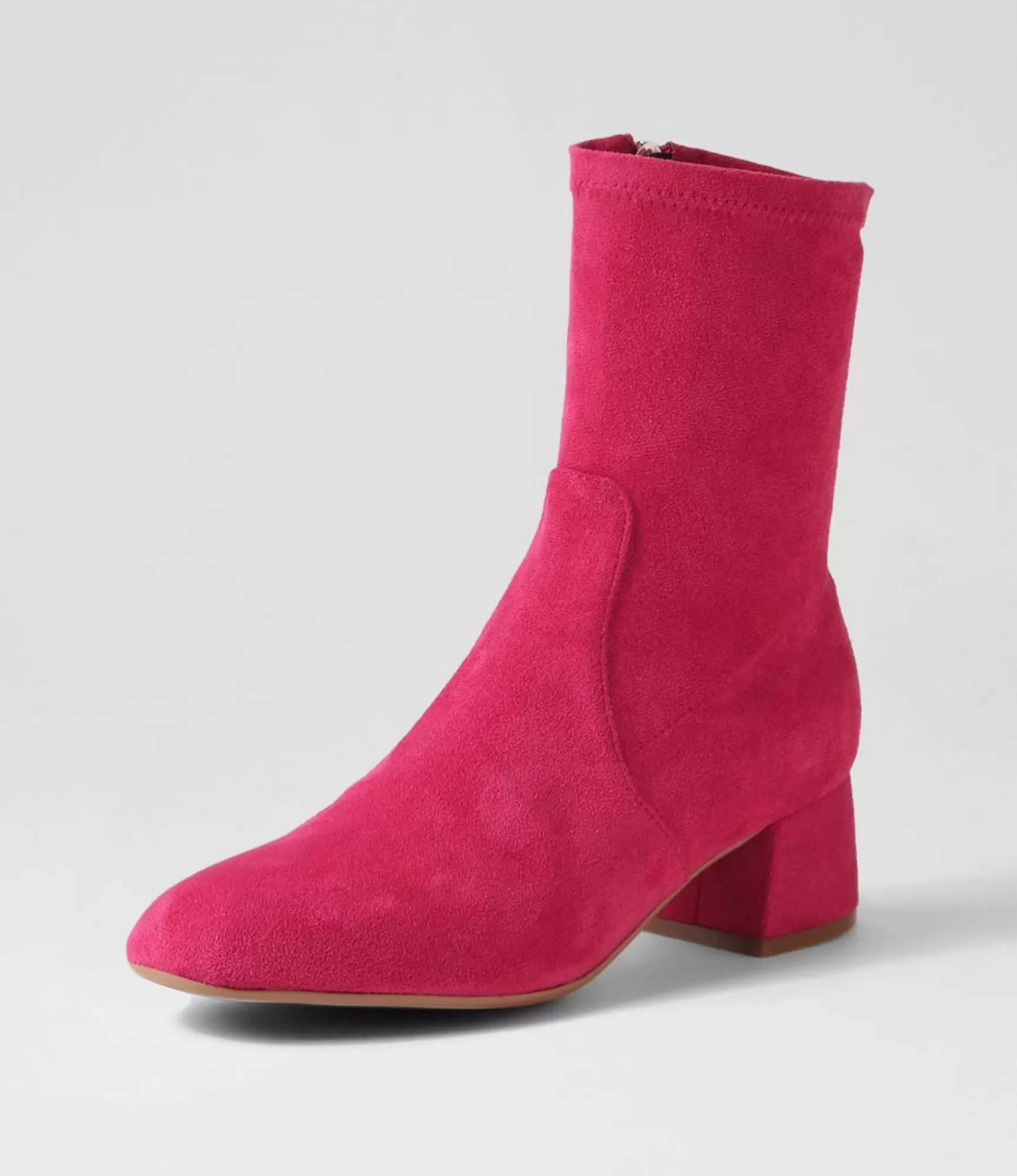 Outlet Midas Shoes Checker Hot Pink Stretch Microsuede Ankle Boots