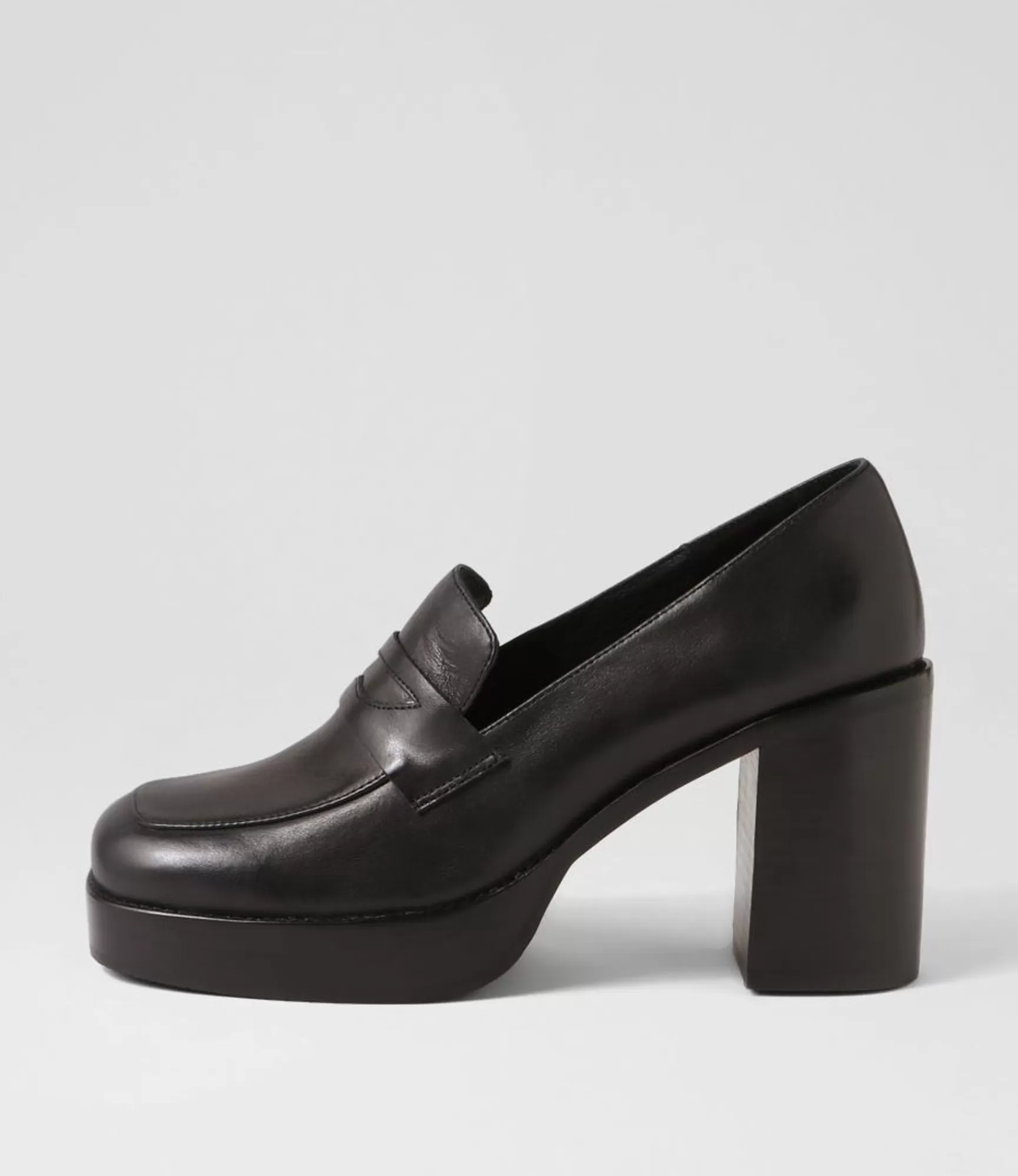 Fashion Midas Shoes Danille Black Leather Heels