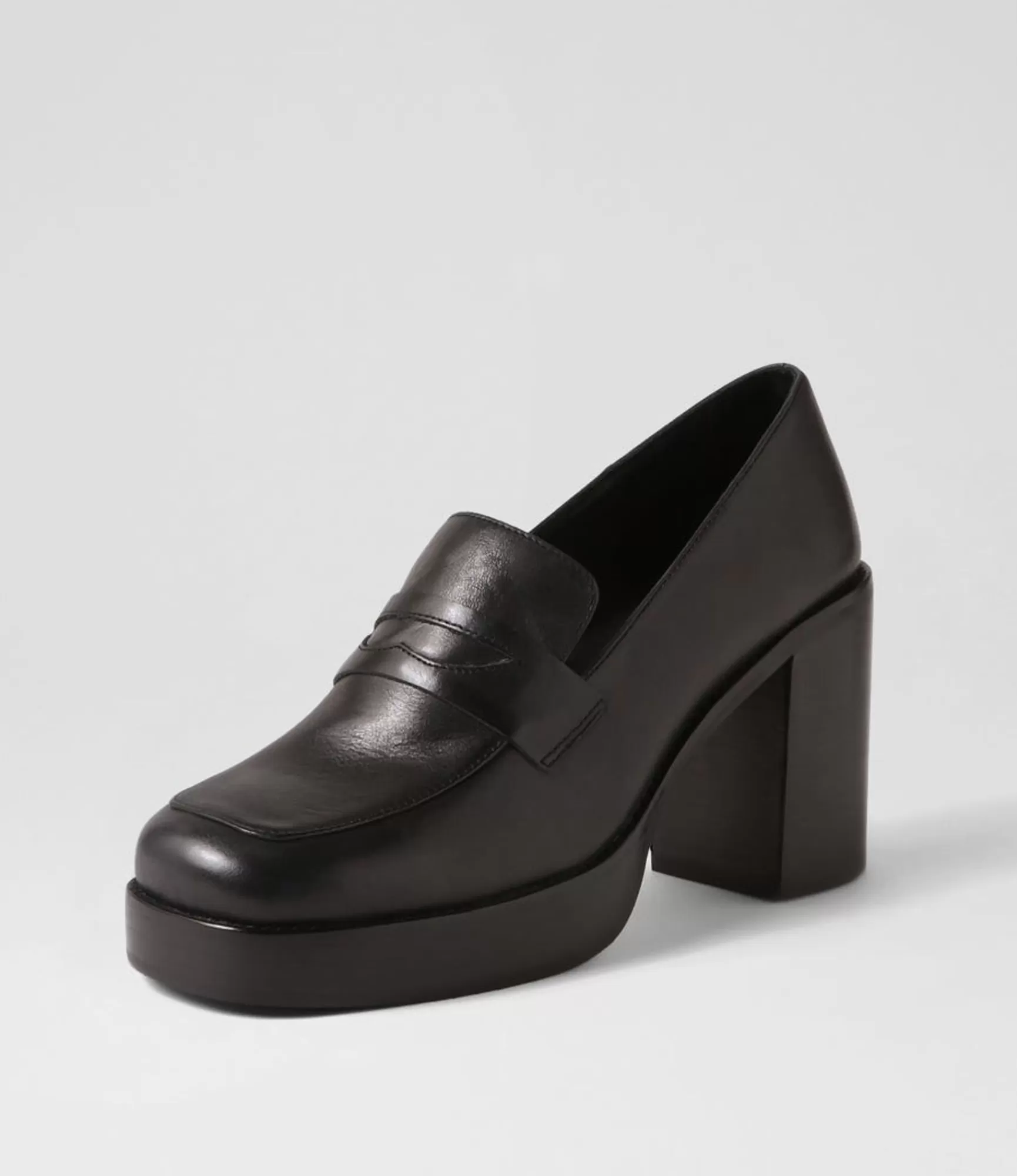 Fashion Midas Shoes Danille Black Leather Heels
