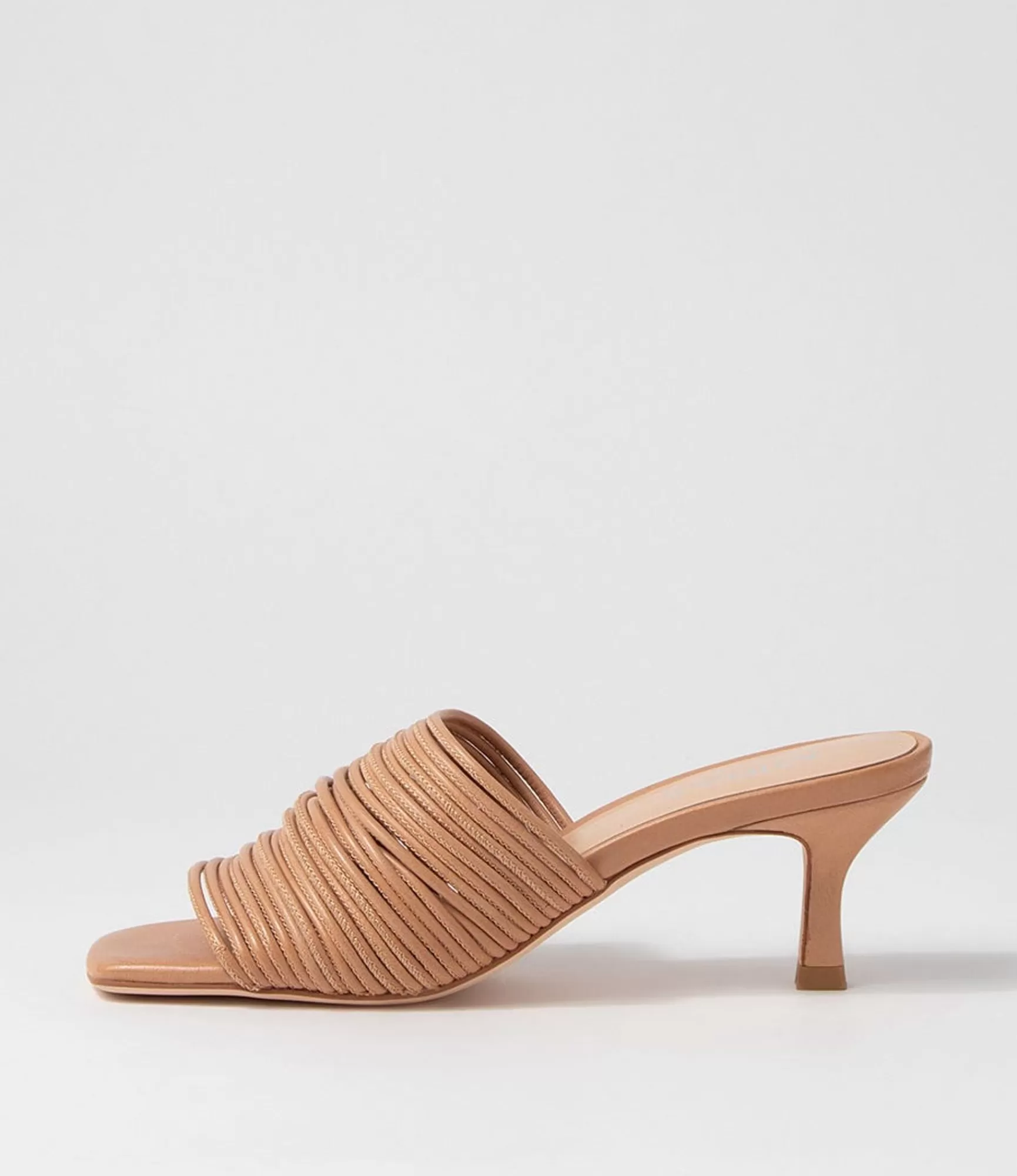 Hot Midas Shoes Dellah Dark Tan Leather Slides