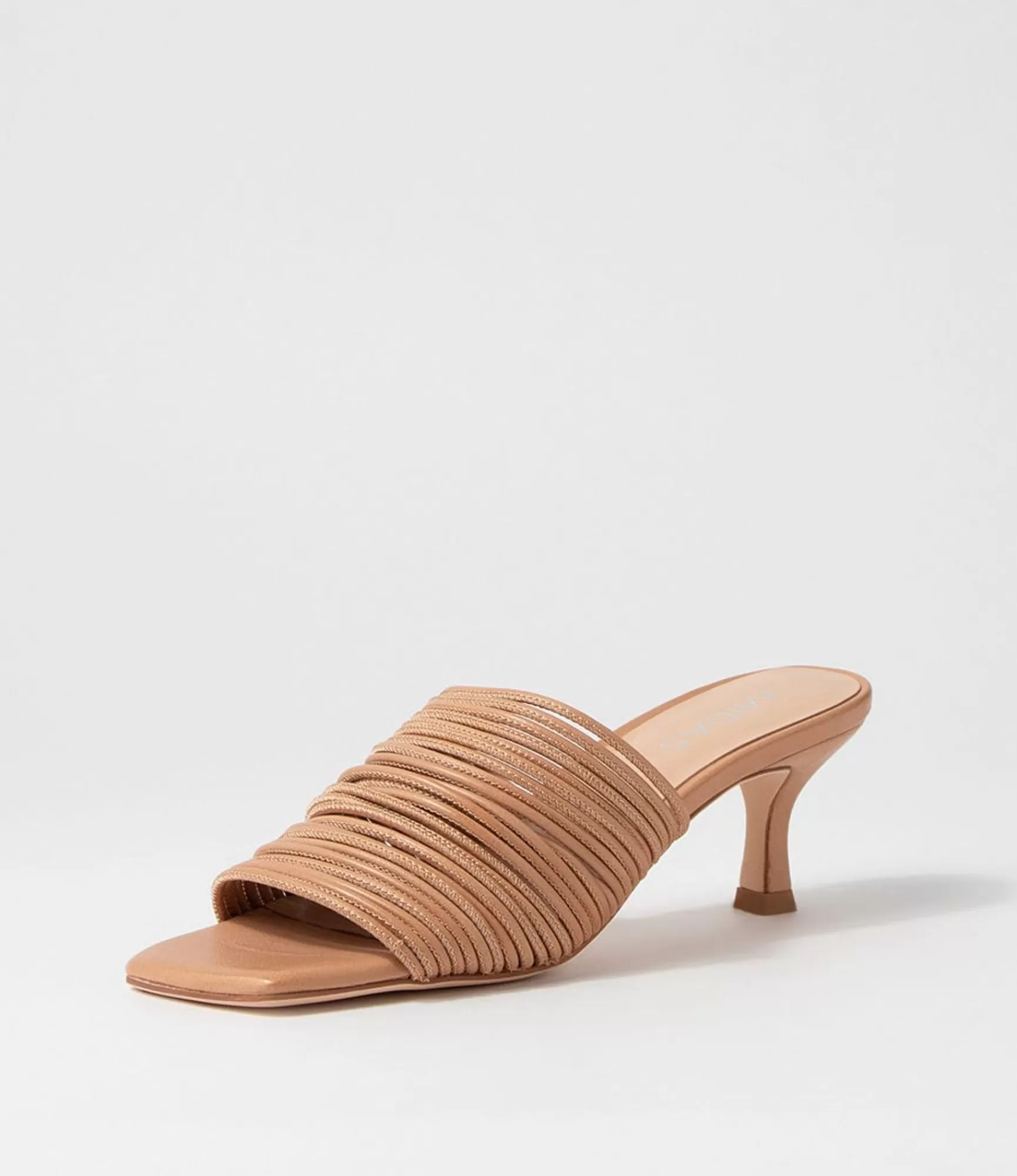 Hot Midas Shoes Dellah Dark Tan Leather Slides