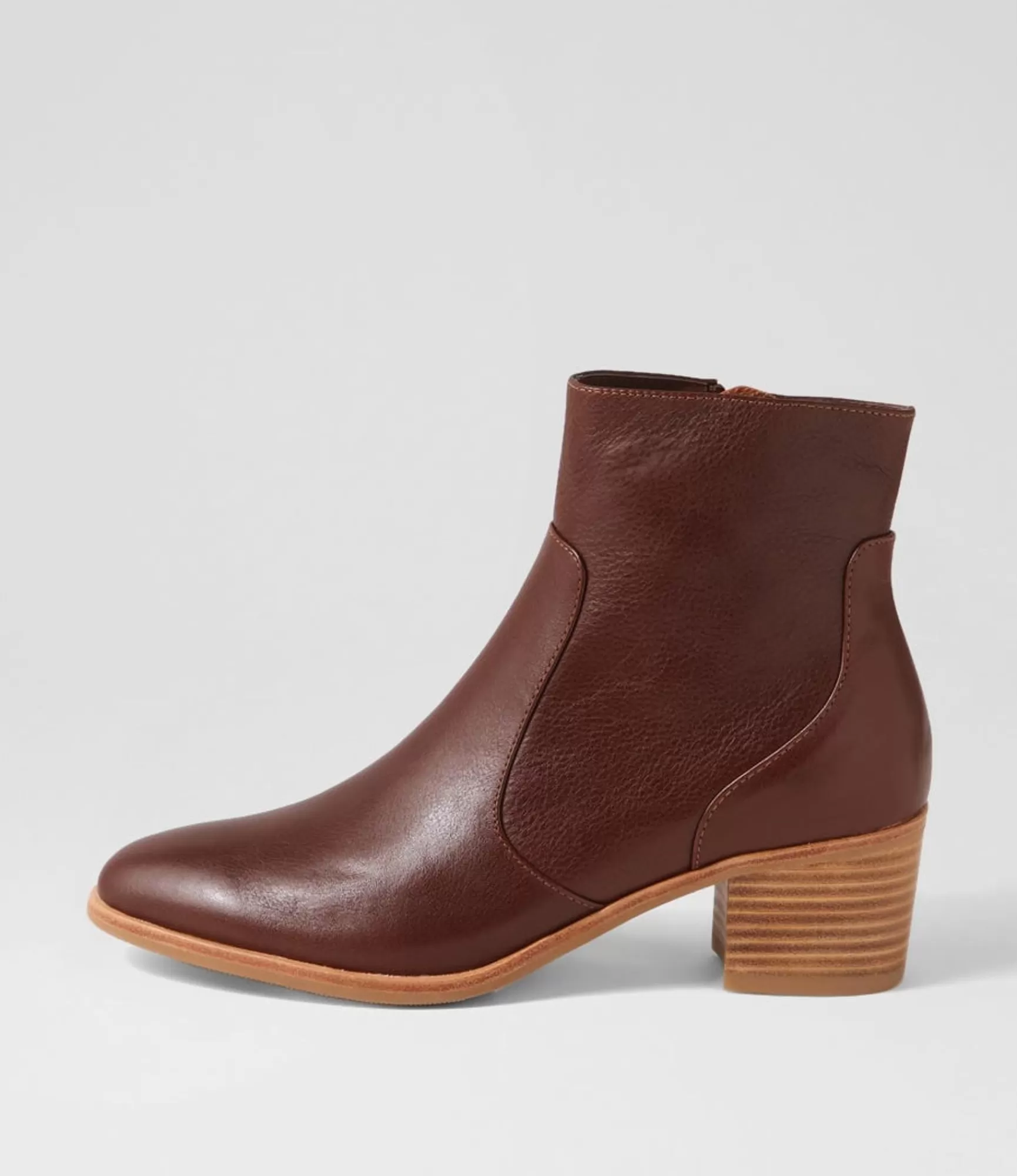 Outlet Midas Shoes Dores Cognac Natural Heel Leather Ankle Boots