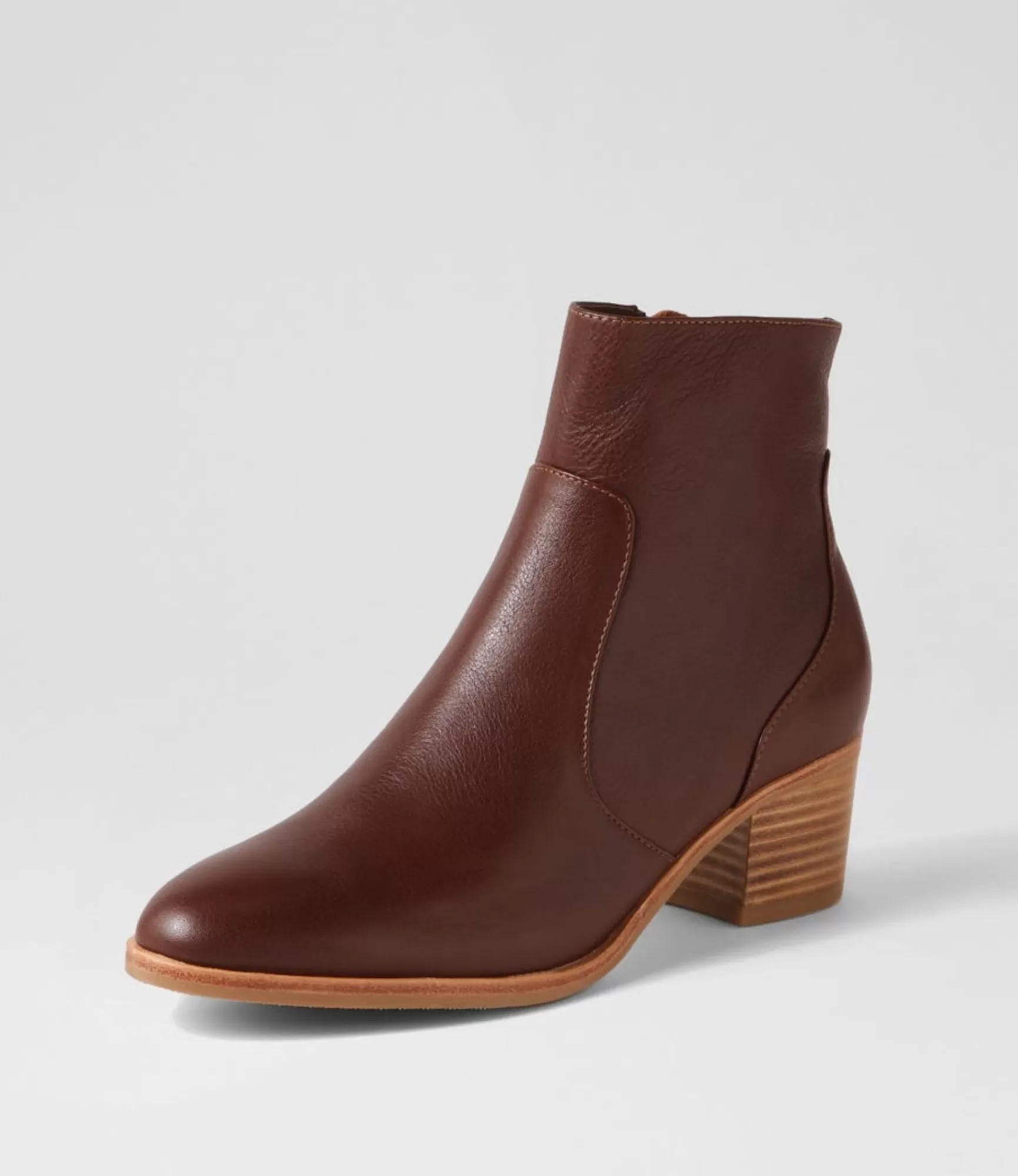 Outlet Midas Shoes Dores Cognac Natural Heel Leather Ankle Boots