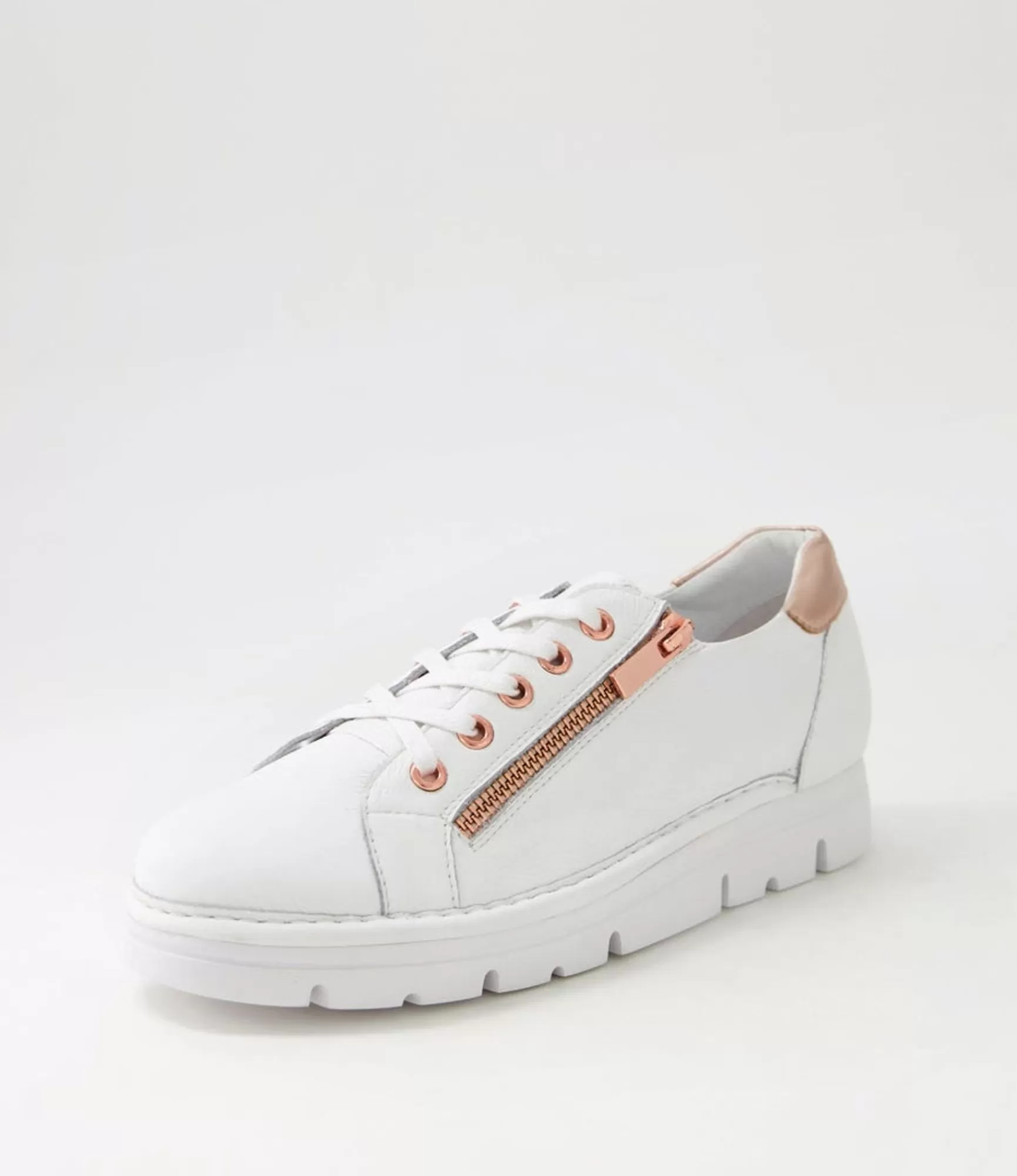 Sale Midas Shoes Elias White Pale Rose Gold Leather Sneakers