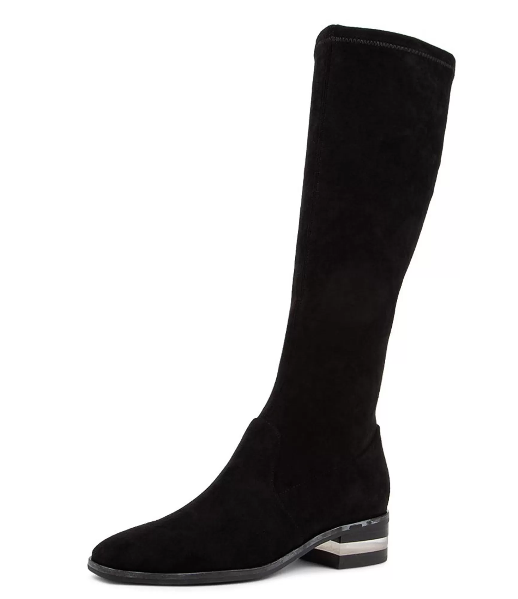 Fashion Midas Shoes Flowe Black Microsuede Knee High Boots Bh