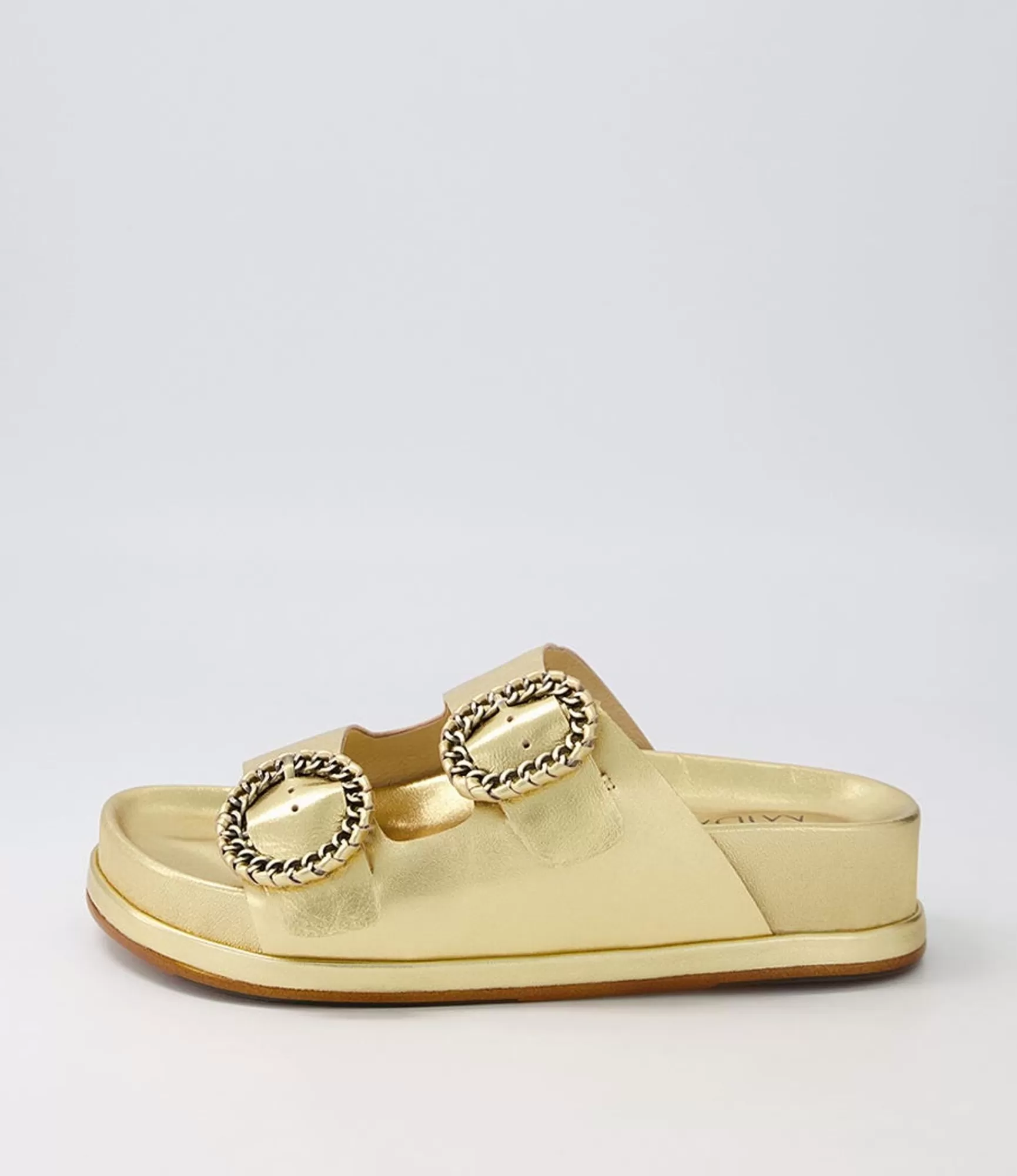 Sale Midas Shoes Gallie Old Gold Leather Slides