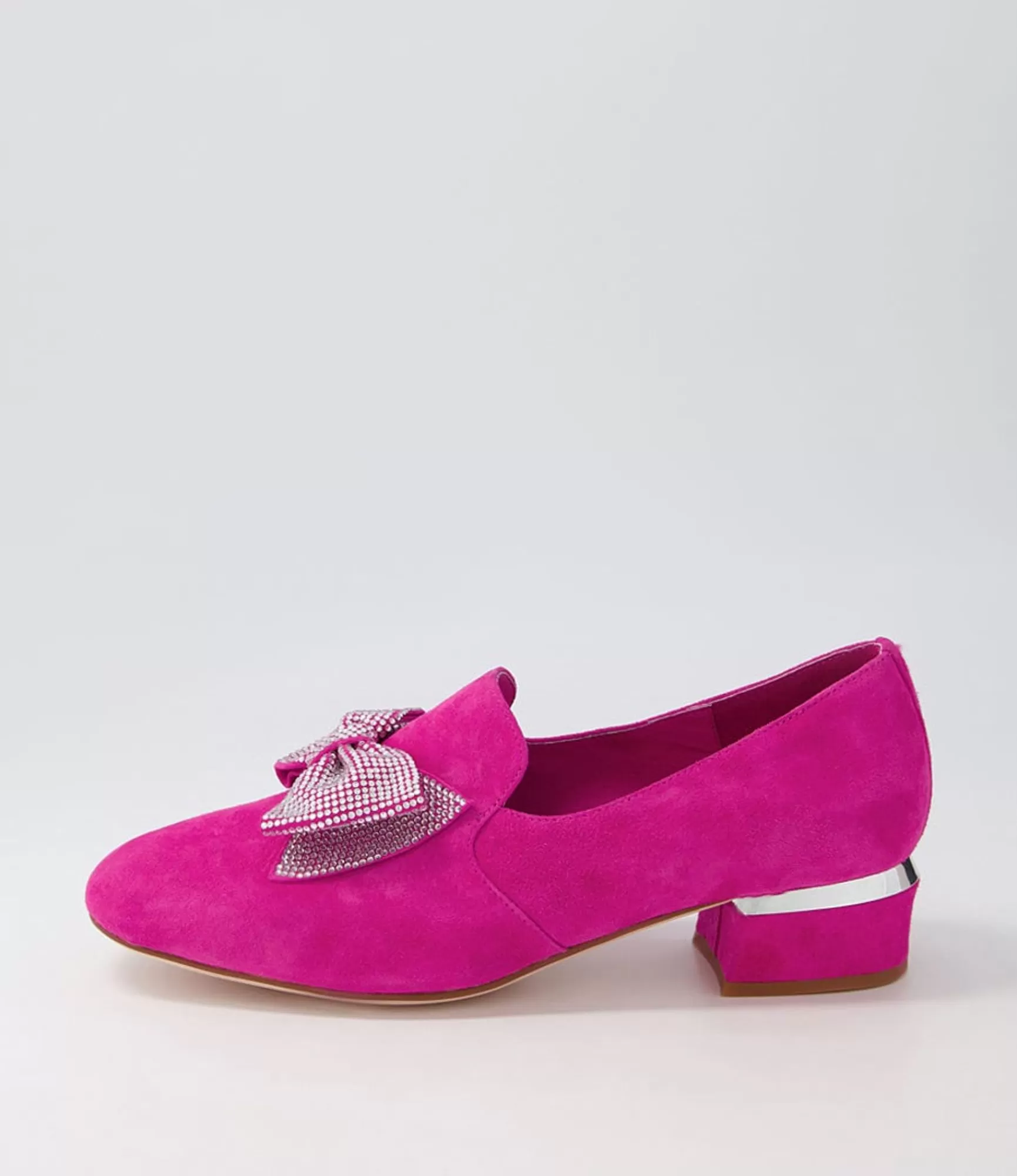 Clearance Midas Shoes Grenna Fuchsia Silver Suede Jewels Heels