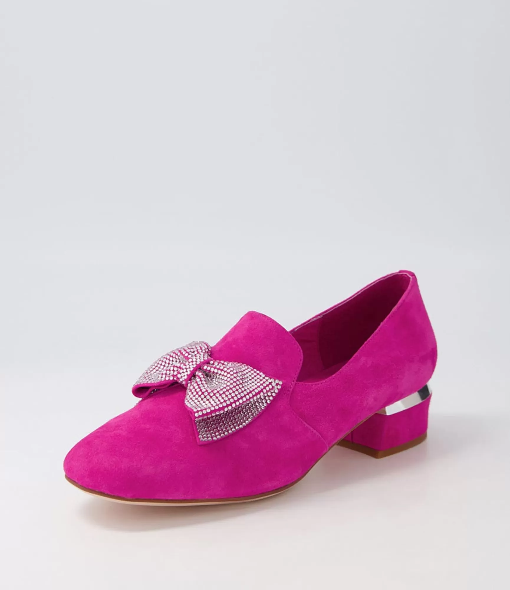Clearance Midas Shoes Grenna Fuchsia Silver Suede Jewels Heels