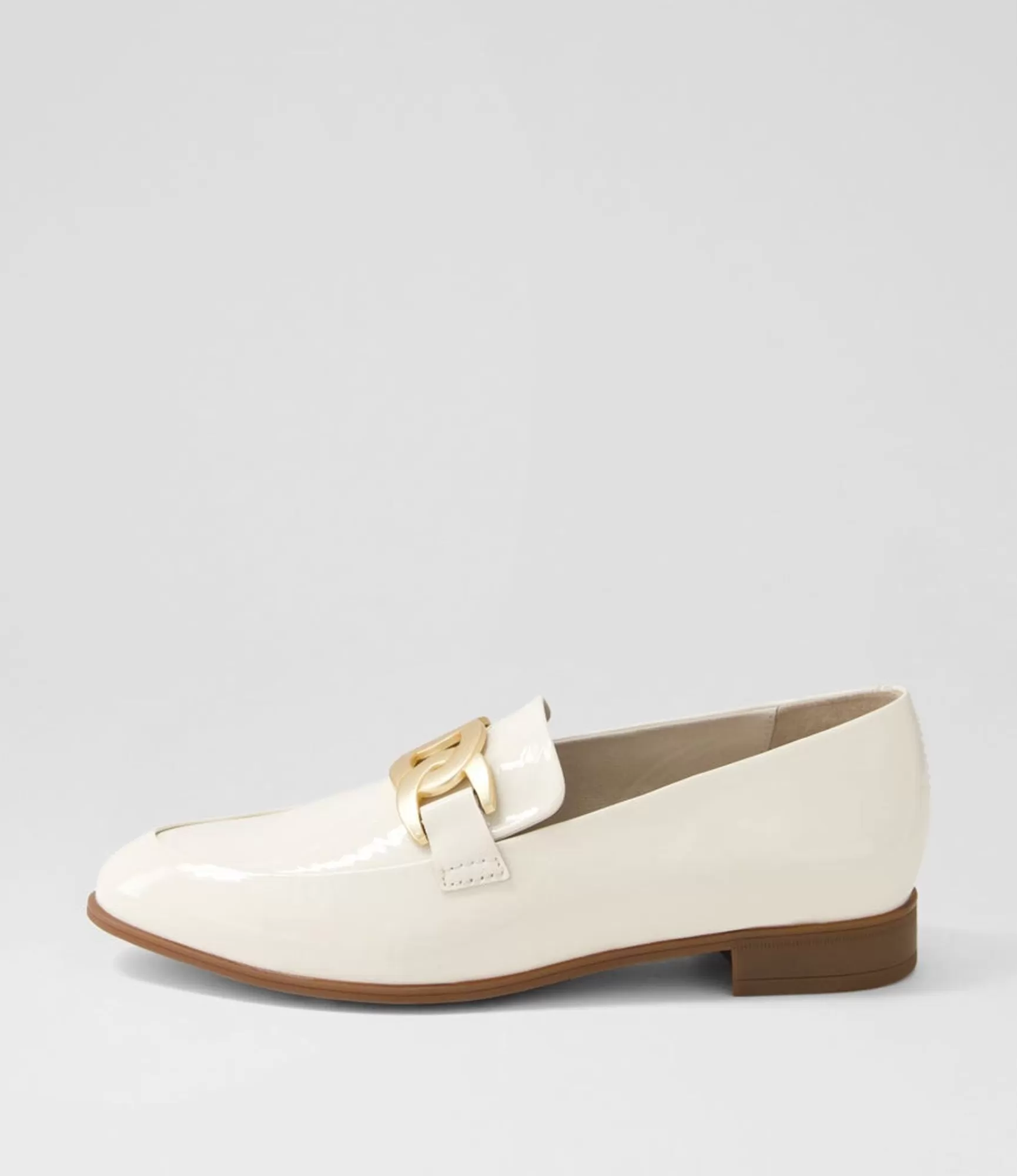 Hot Midas Shoes Gummie Ivory Patent Leather Loafers