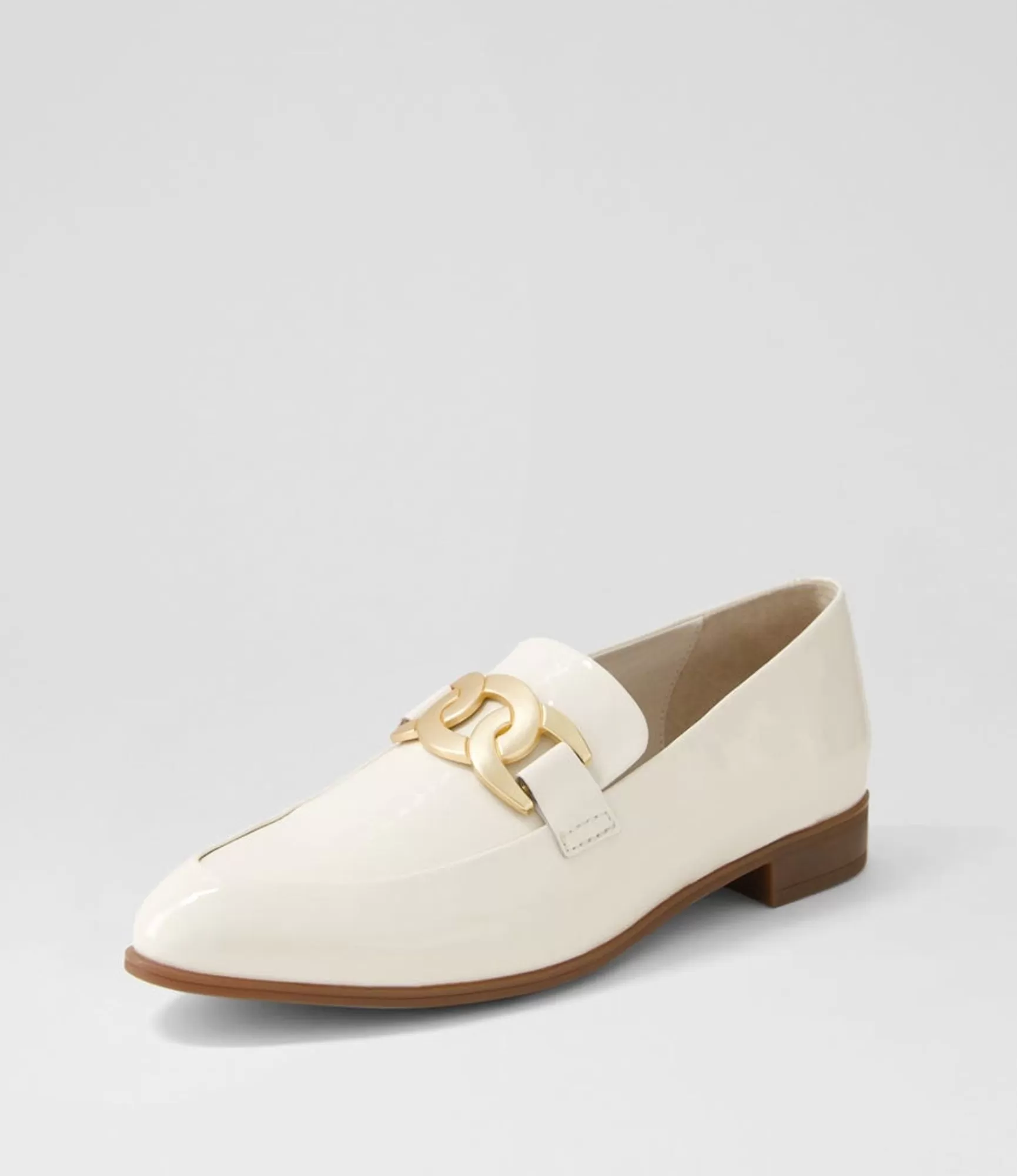 Hot Midas Shoes Gummie Ivory Patent Leather Loafers