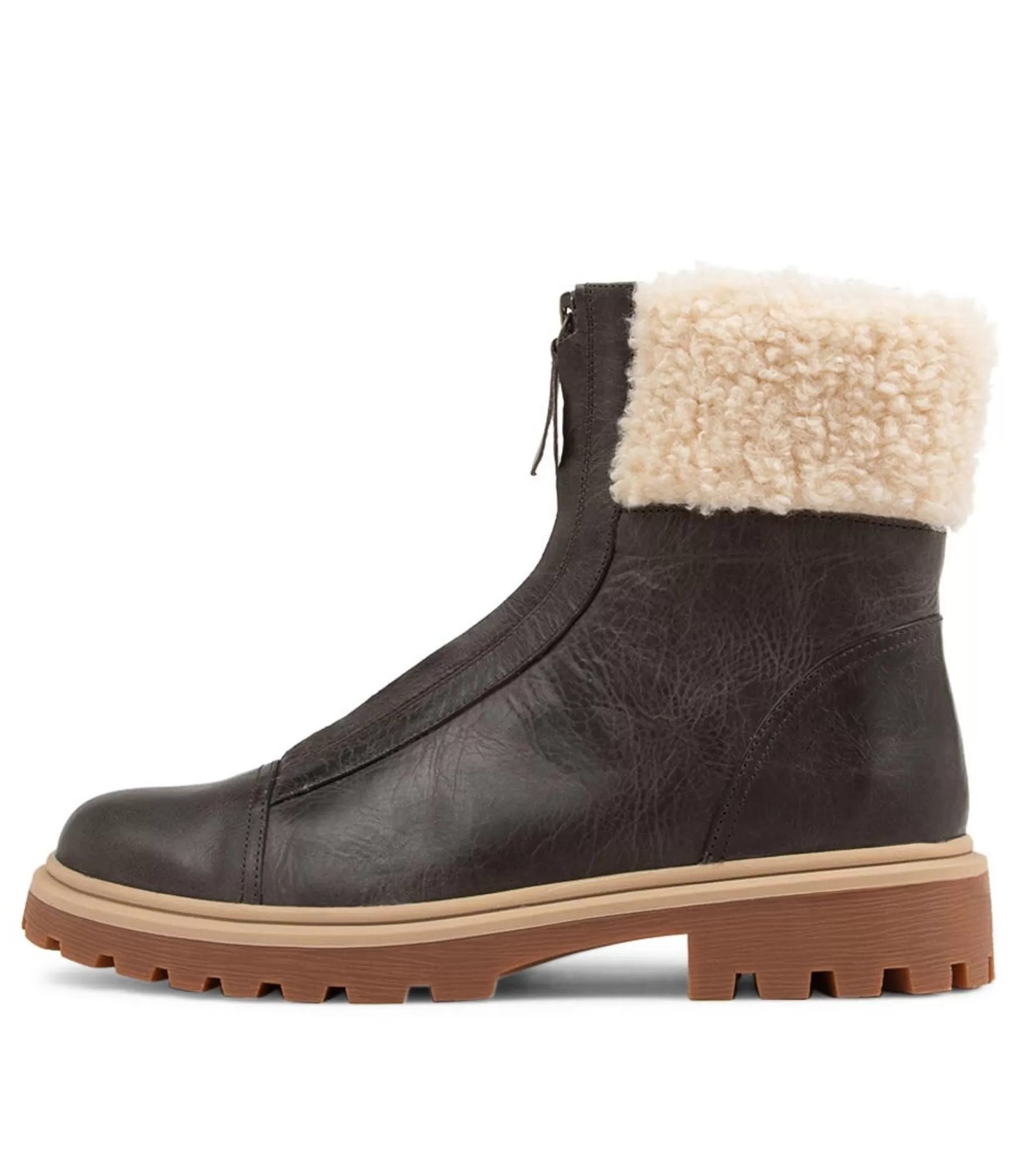 Clearance Midas Shoes Kalaxy Choc Sand Fur Rugged Leather Ankle Boots