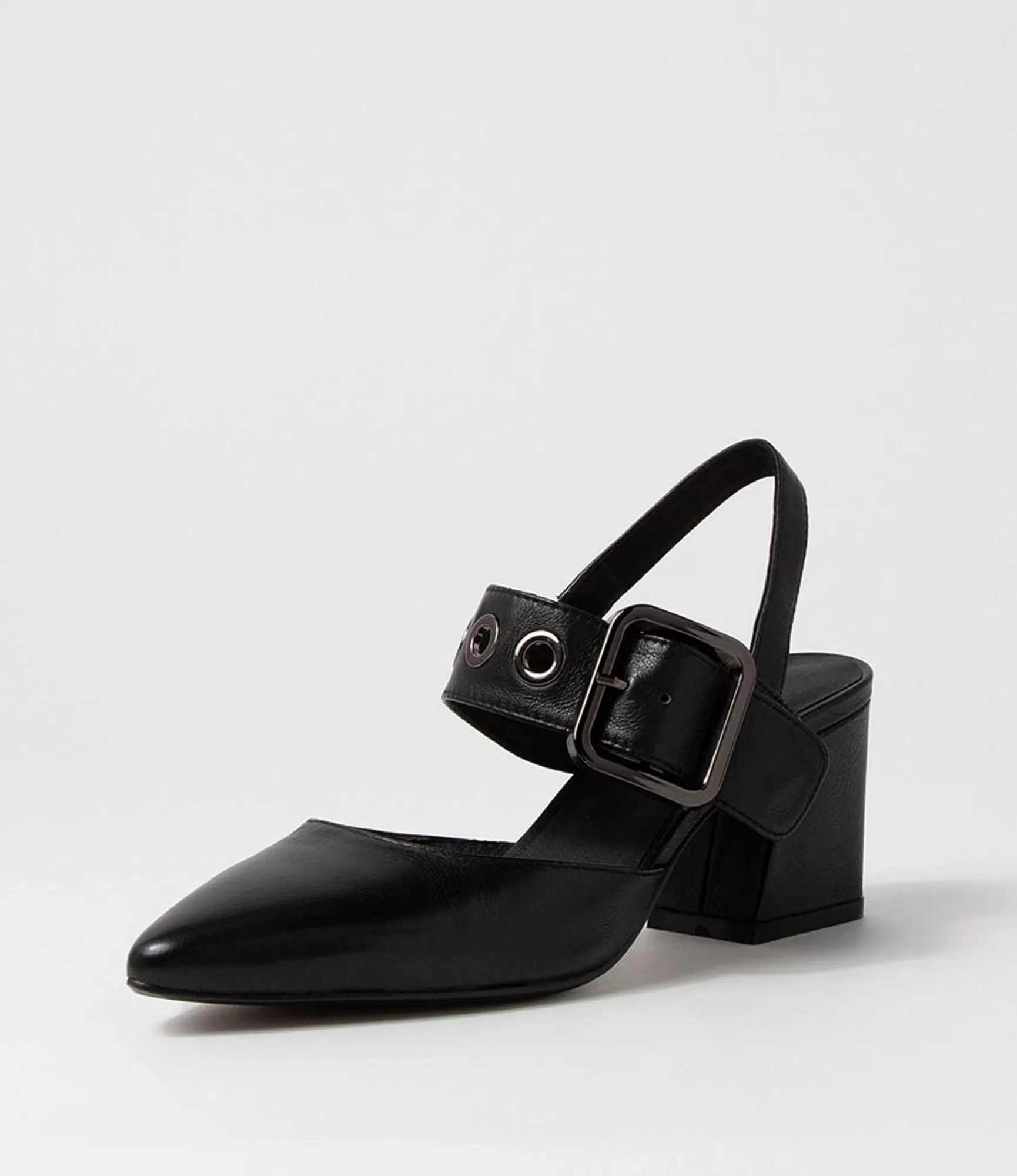 Shop Midas Shoes Maddox Black Leather Heels