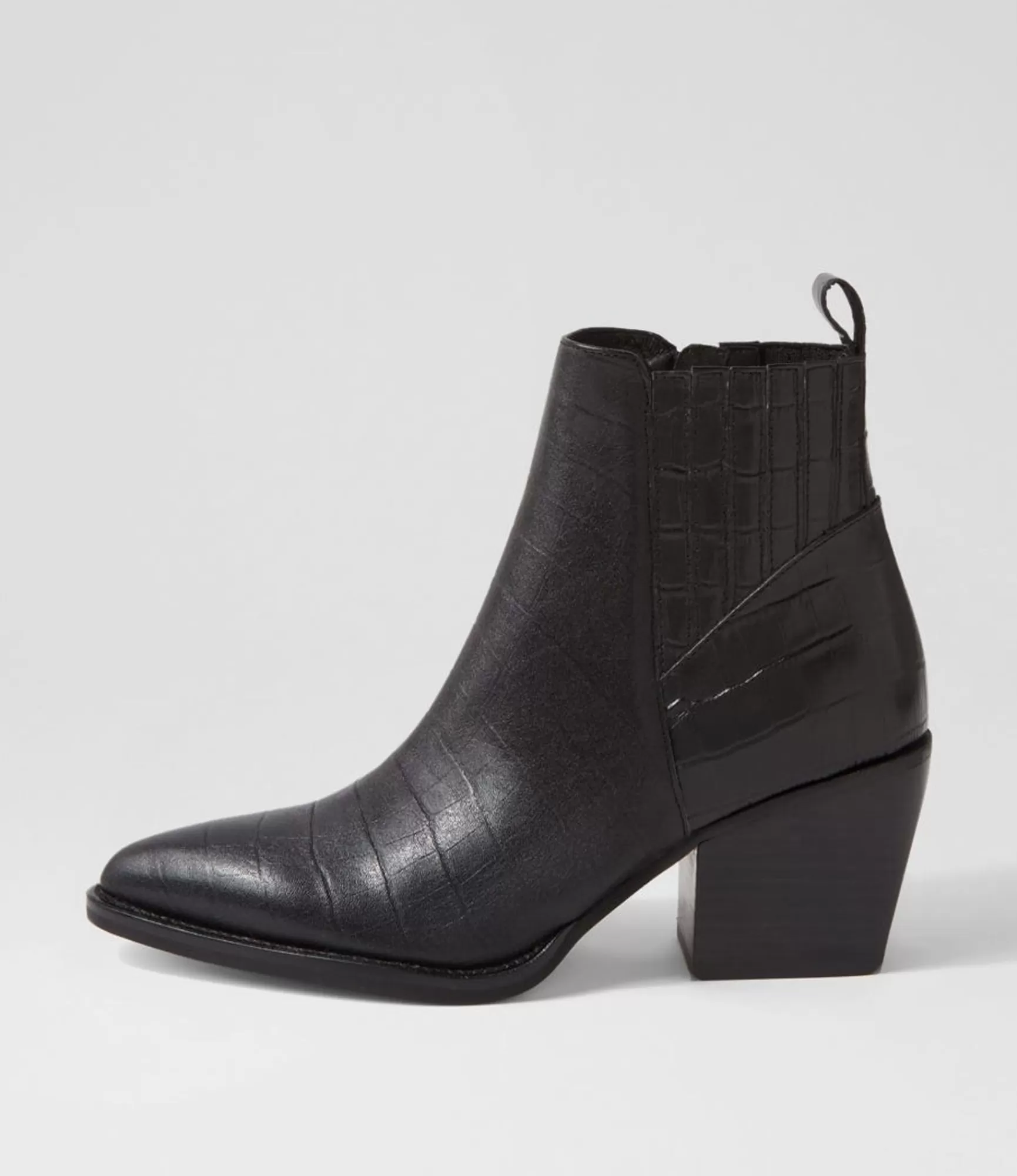Discount Midas Shoes Morine Black Croc Leather Chelsea Boots