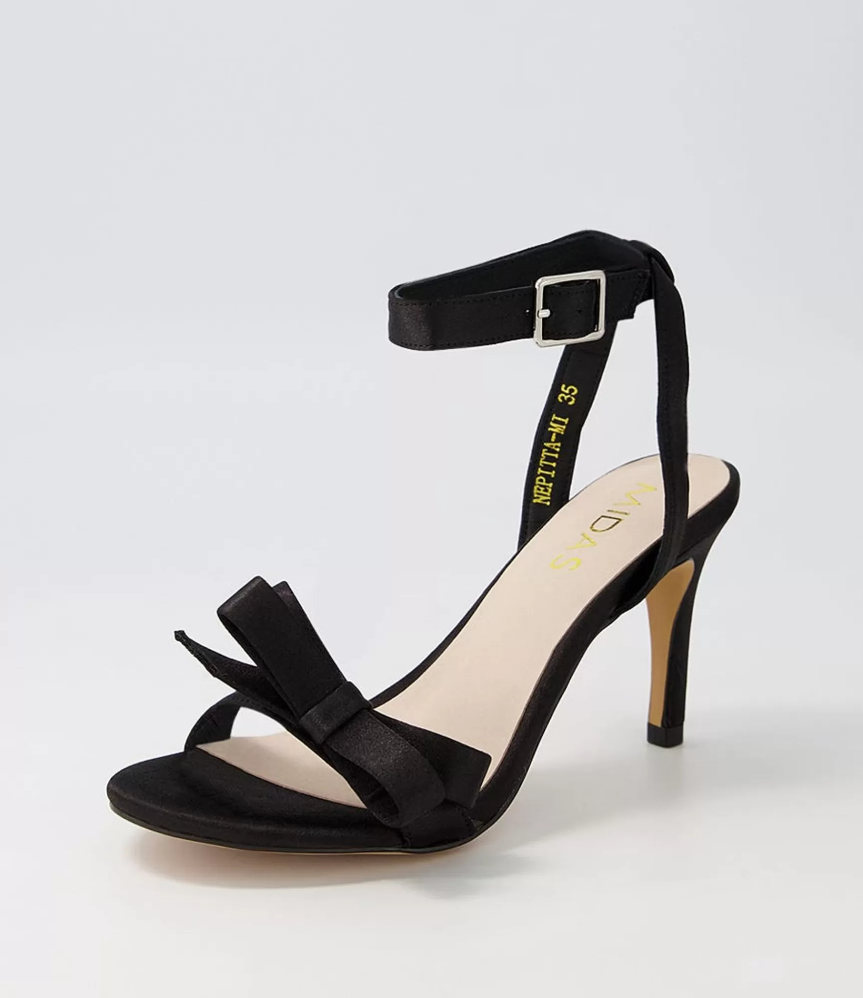 Sale Midas Shoes Nepitta Black Satin Sandals