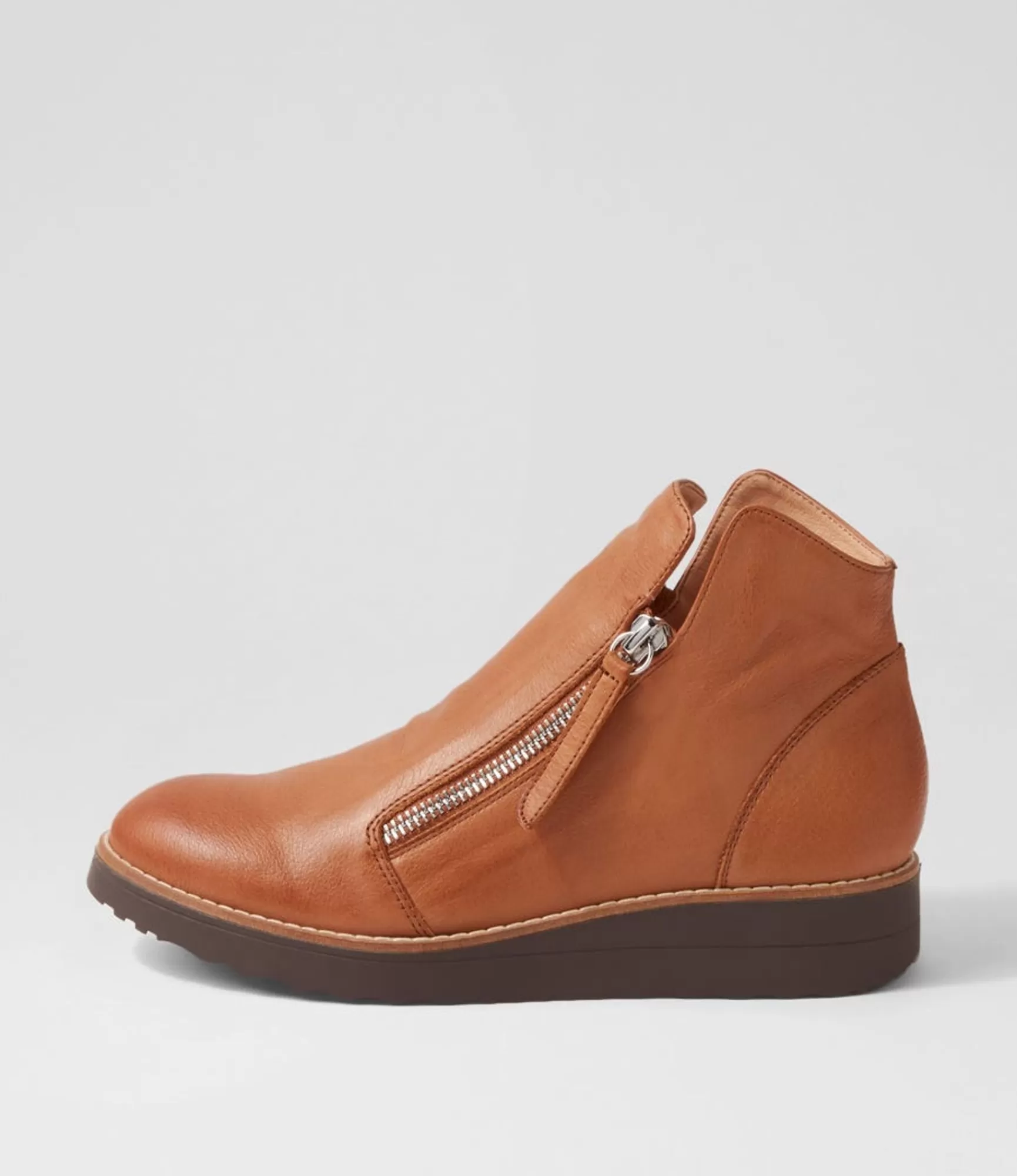 Flash Sale Midas Shoes Olise Cognac Choc Leather Ankle Boots
