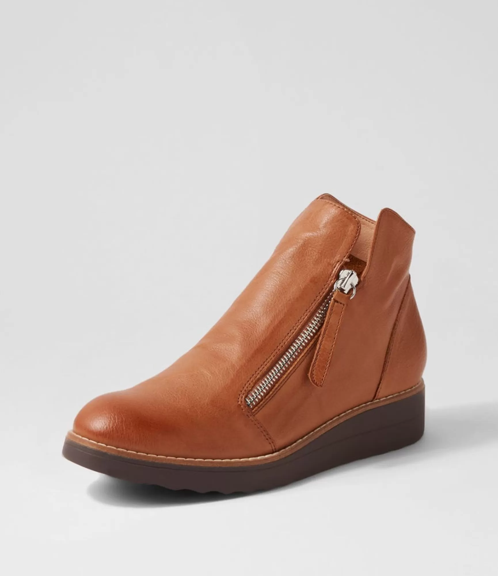 Flash Sale Midas Shoes Olise Cognac Choc Leather Ankle Boots