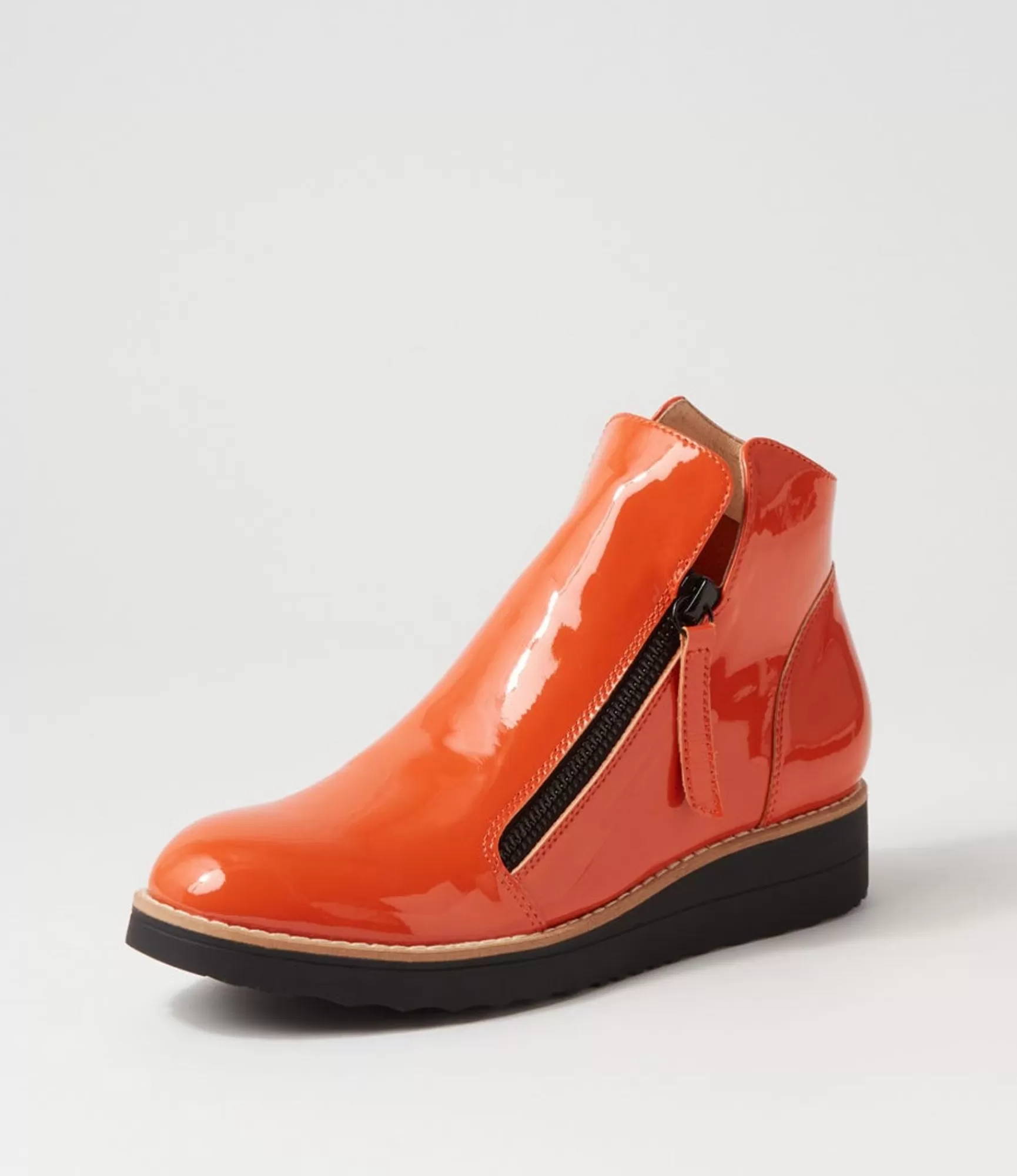 Flash Sale Midas Shoes Olise Orange Black Patent Leather Ankle Boots