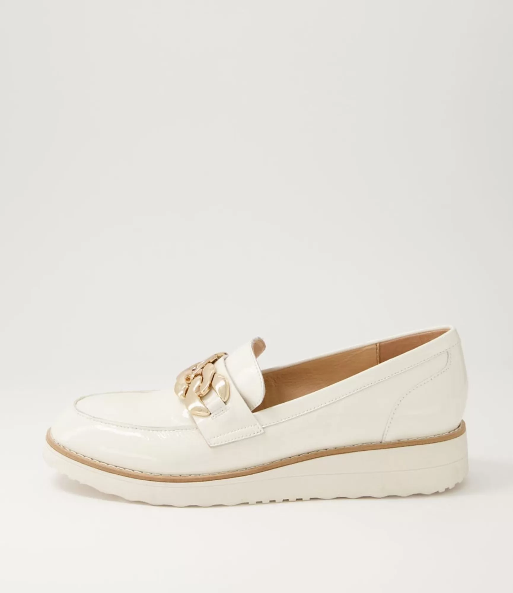 Outlet Midas Shoes Osie Ivory Patent Leather Loafers