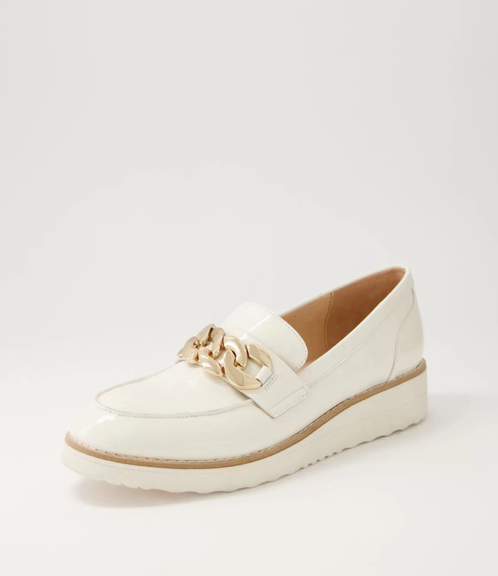 Outlet Midas Shoes Osie Ivory Patent Leather Loafers
