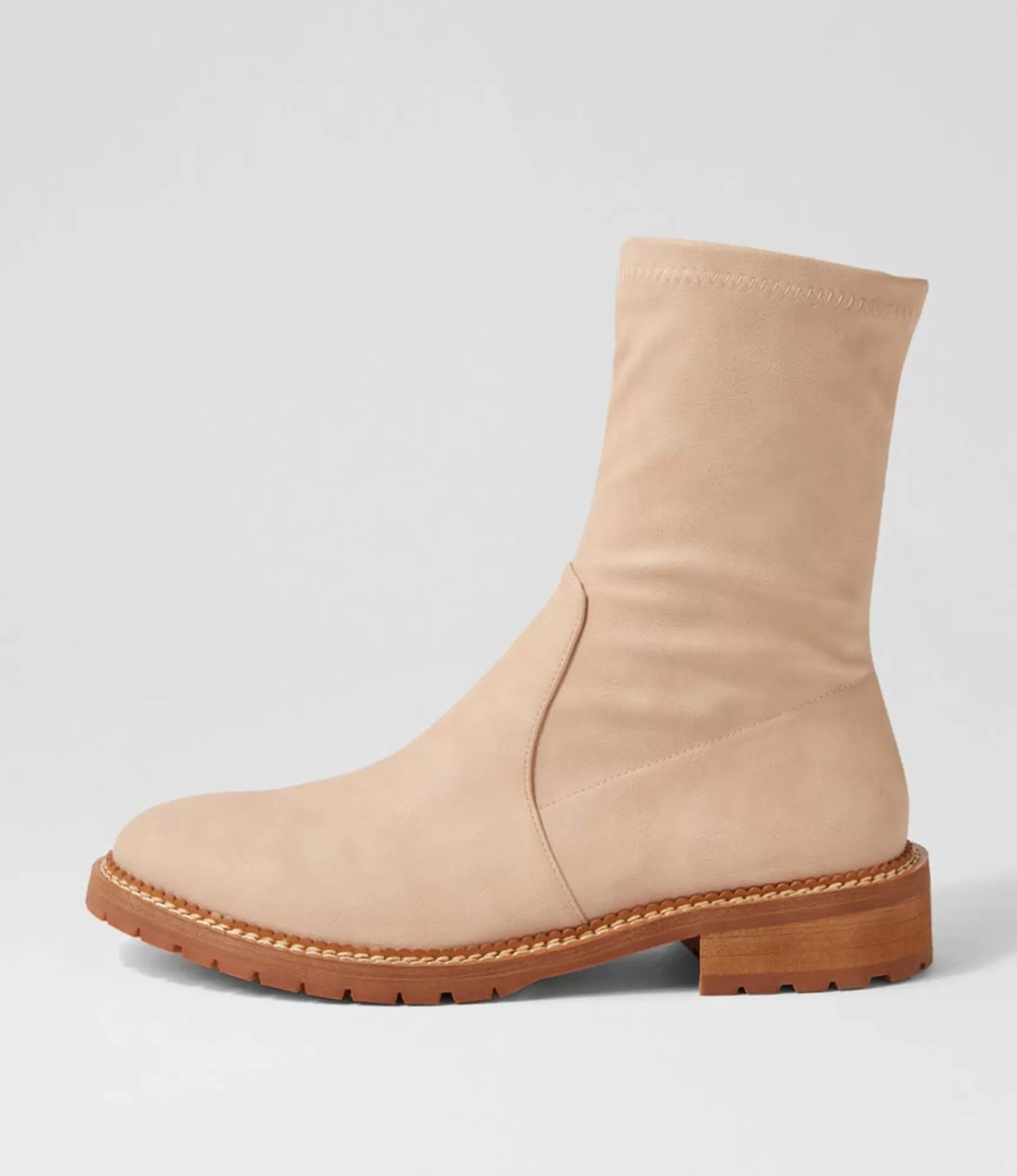 Hot Midas Shoes Royally Cream Stretch Ankle Boots