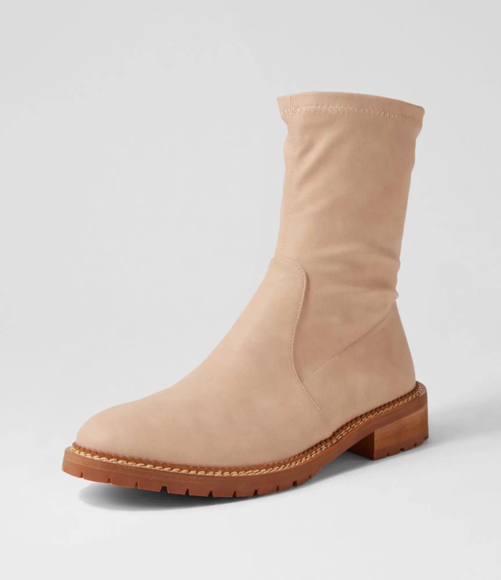 Hot Midas Shoes Royally Cream Stretch Ankle Boots