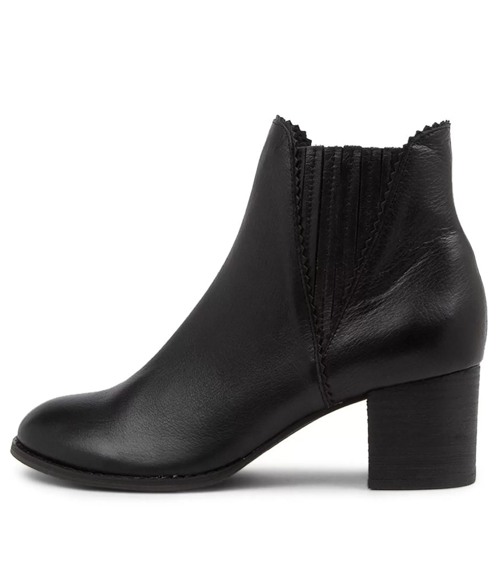 Fashion Midas Shoes Saniti Black Leather Ankle Boots Black Heel