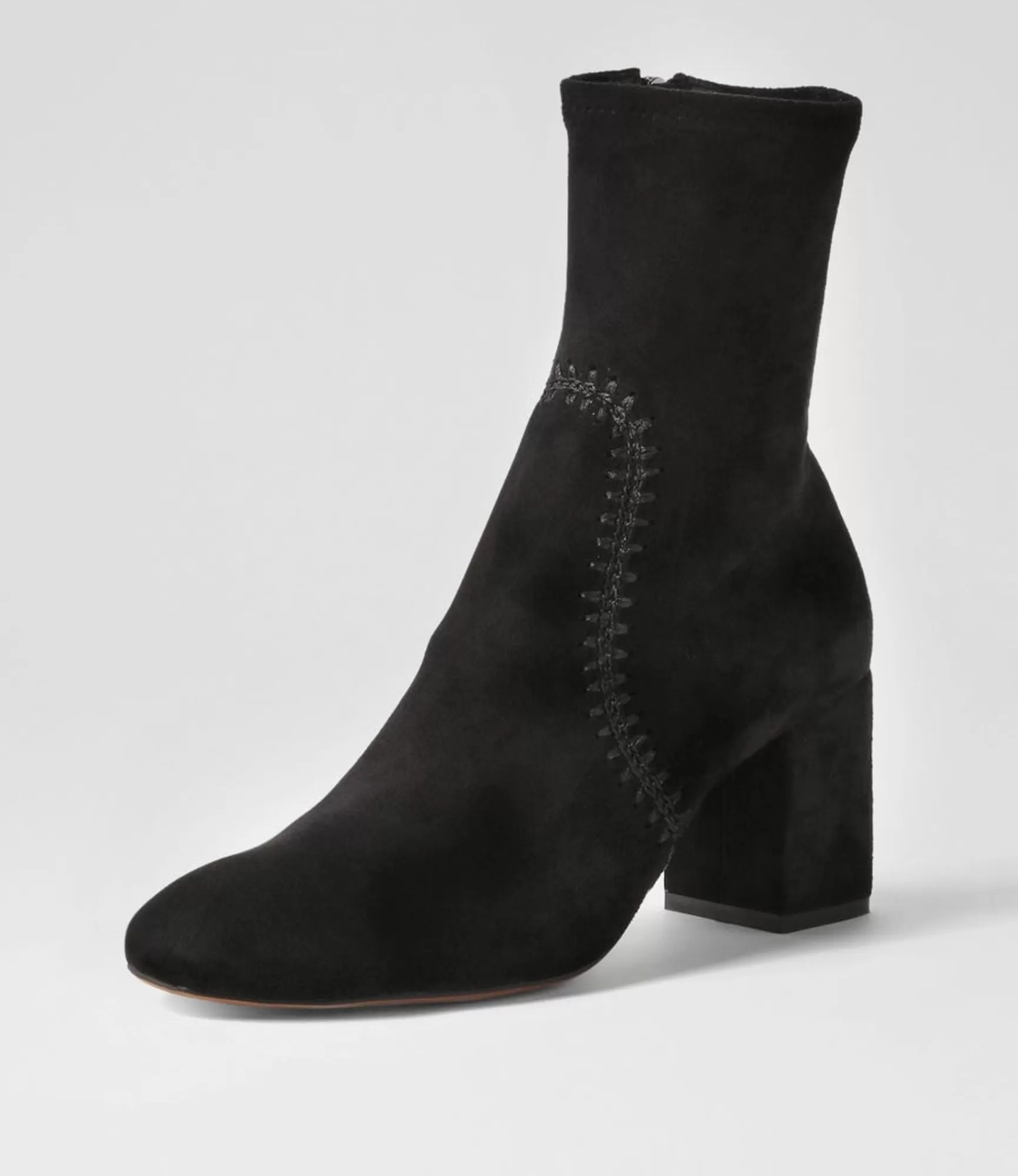 Online Midas Shoes Saro Black Stretch Microsuede Ankle Boots