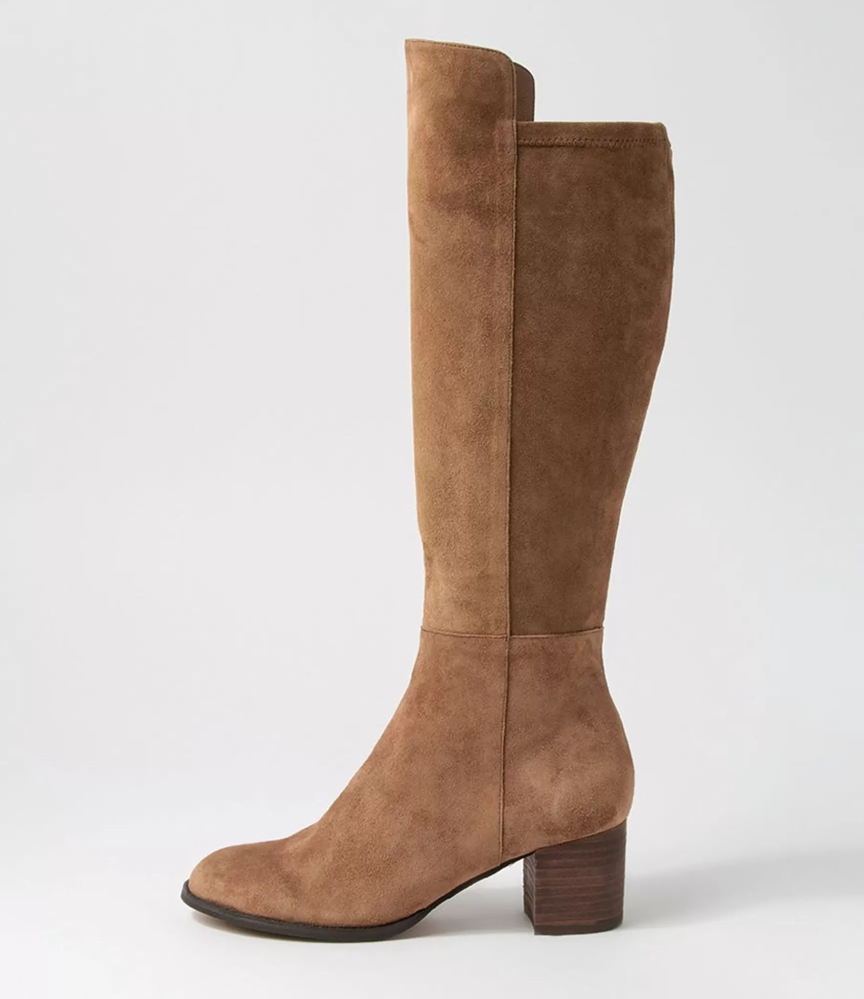 Hot Midas Shoes Settin Choc Suede Stretch Microsuede Knee High Boots