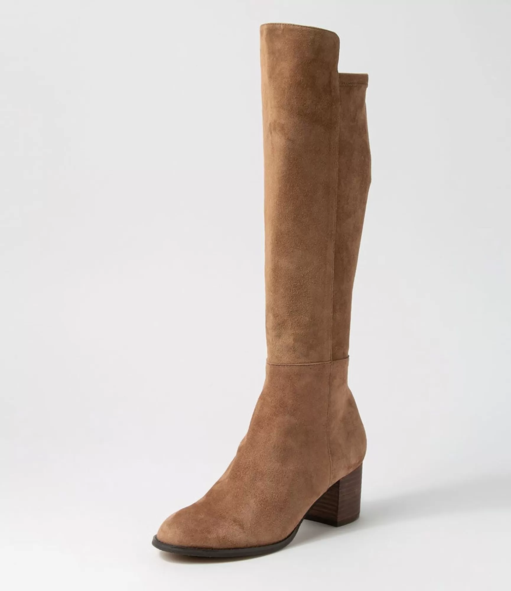 Hot Midas Shoes Settin Choc Suede Stretch Microsuede Knee High Boots