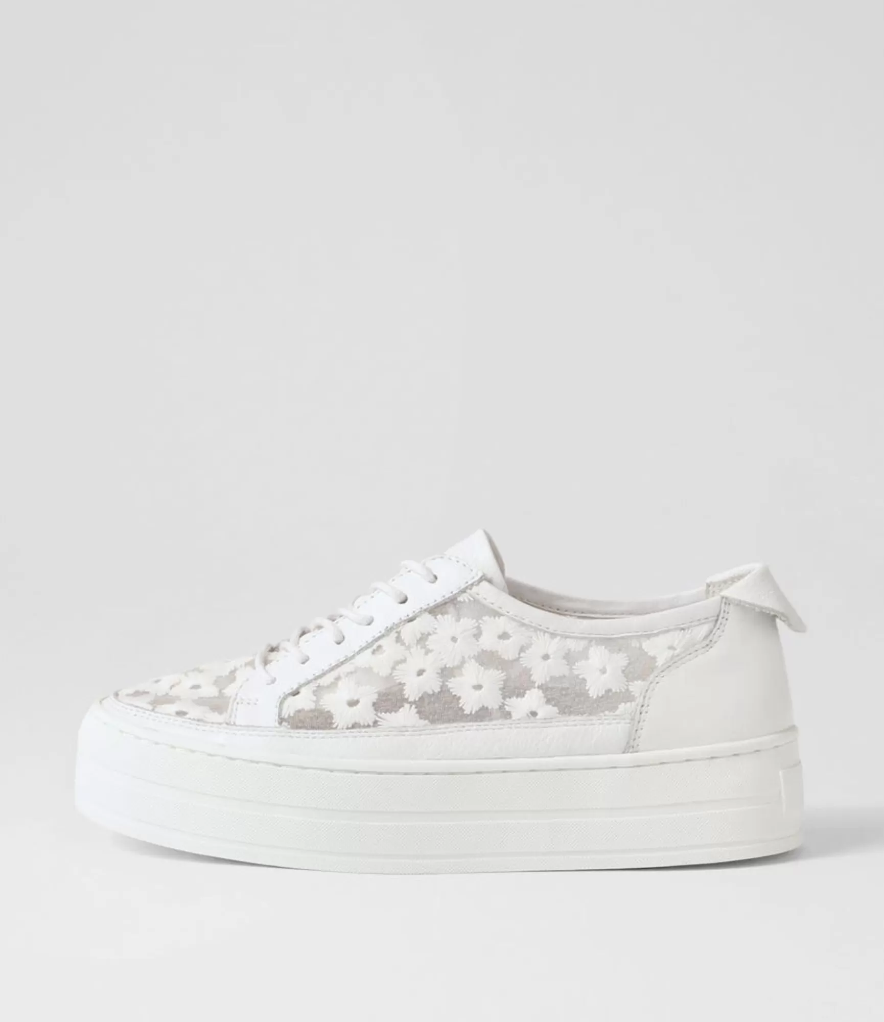 Cheap Midas Shoes Sirena White Leather Flower Sneakers