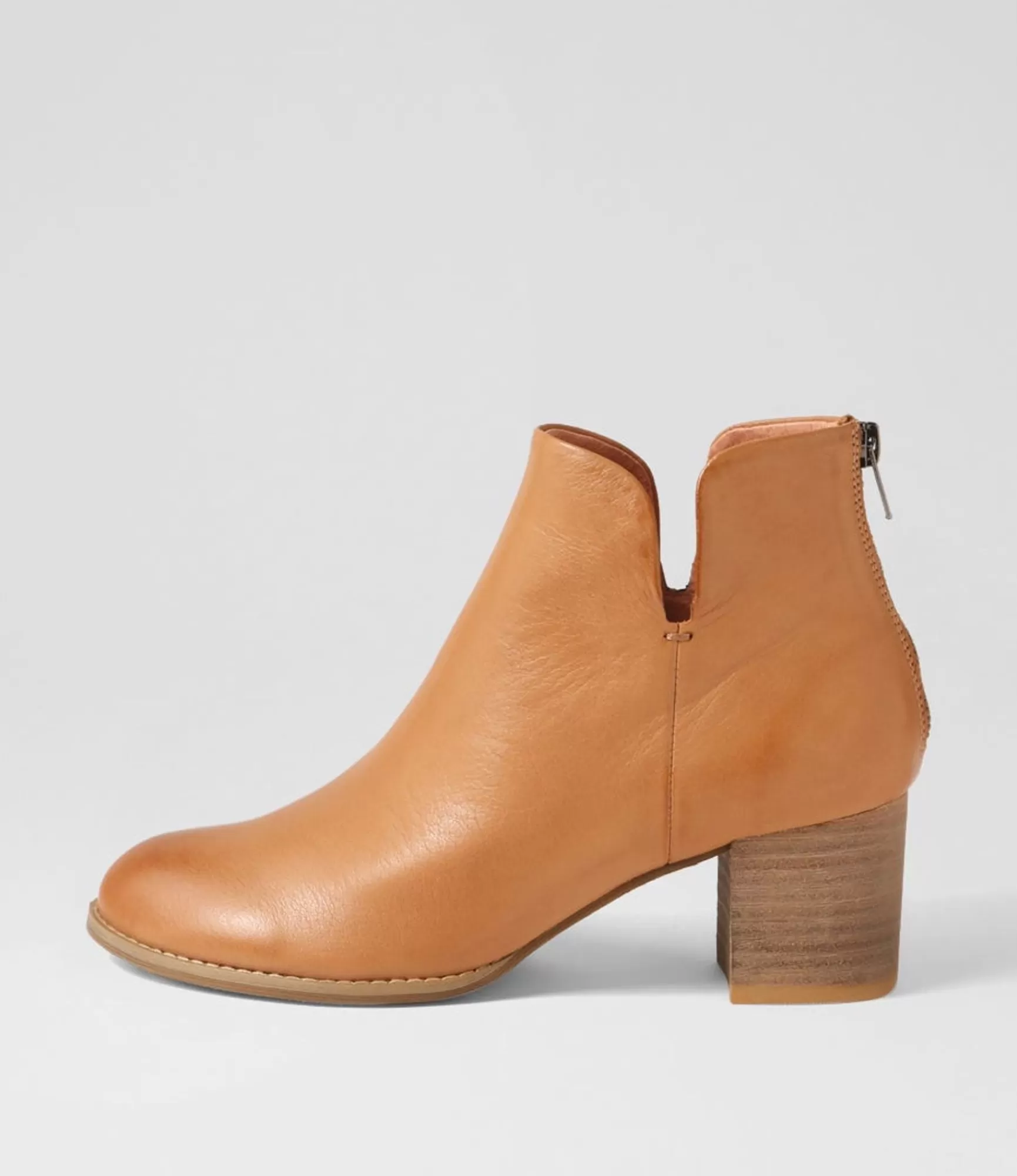 Discount Midas Shoes Sutton Dark Tan Natural Heel Leather Ankle Boots