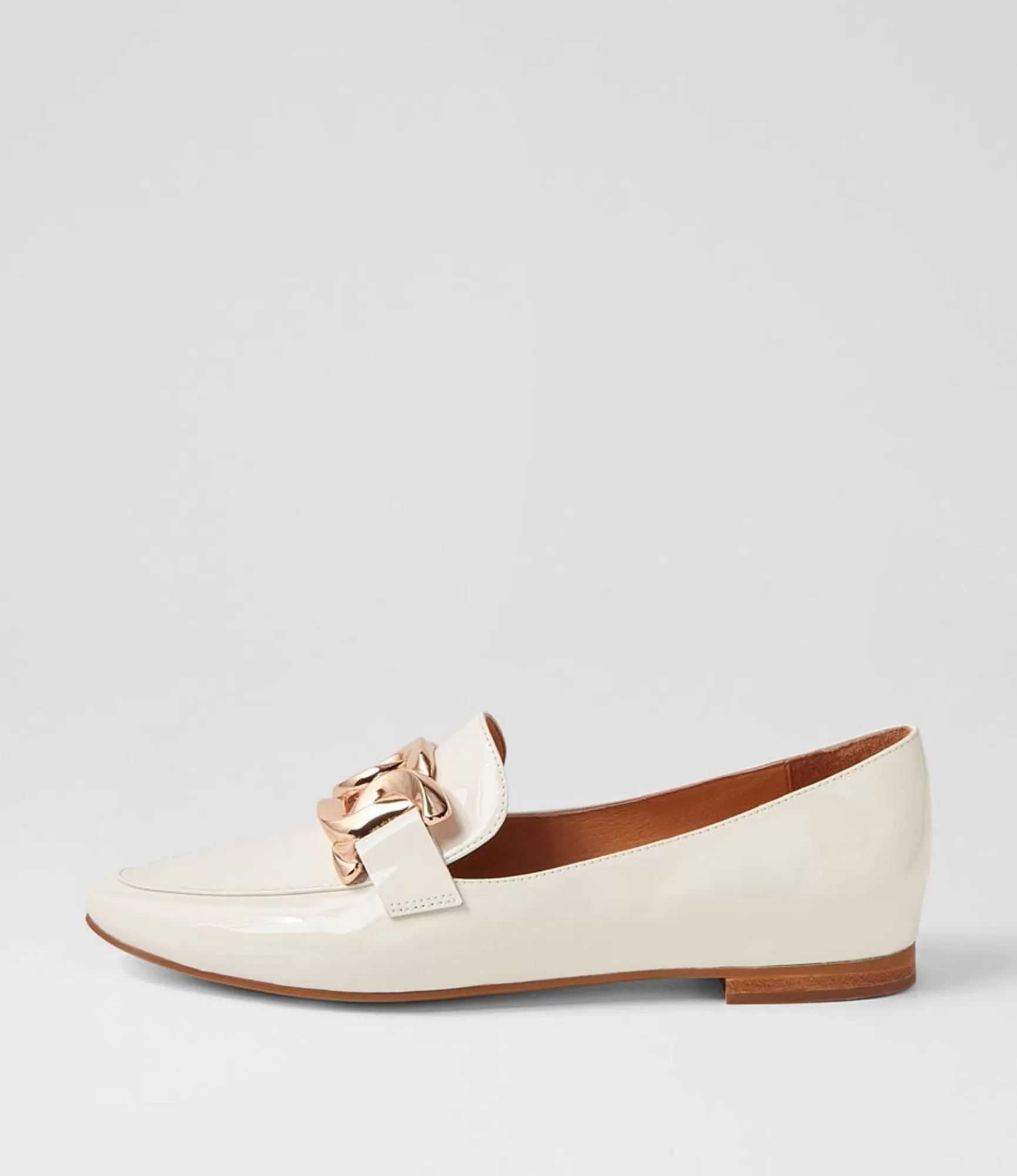Discount Midas Shoes Symona Ivory Patent Leather Loafers