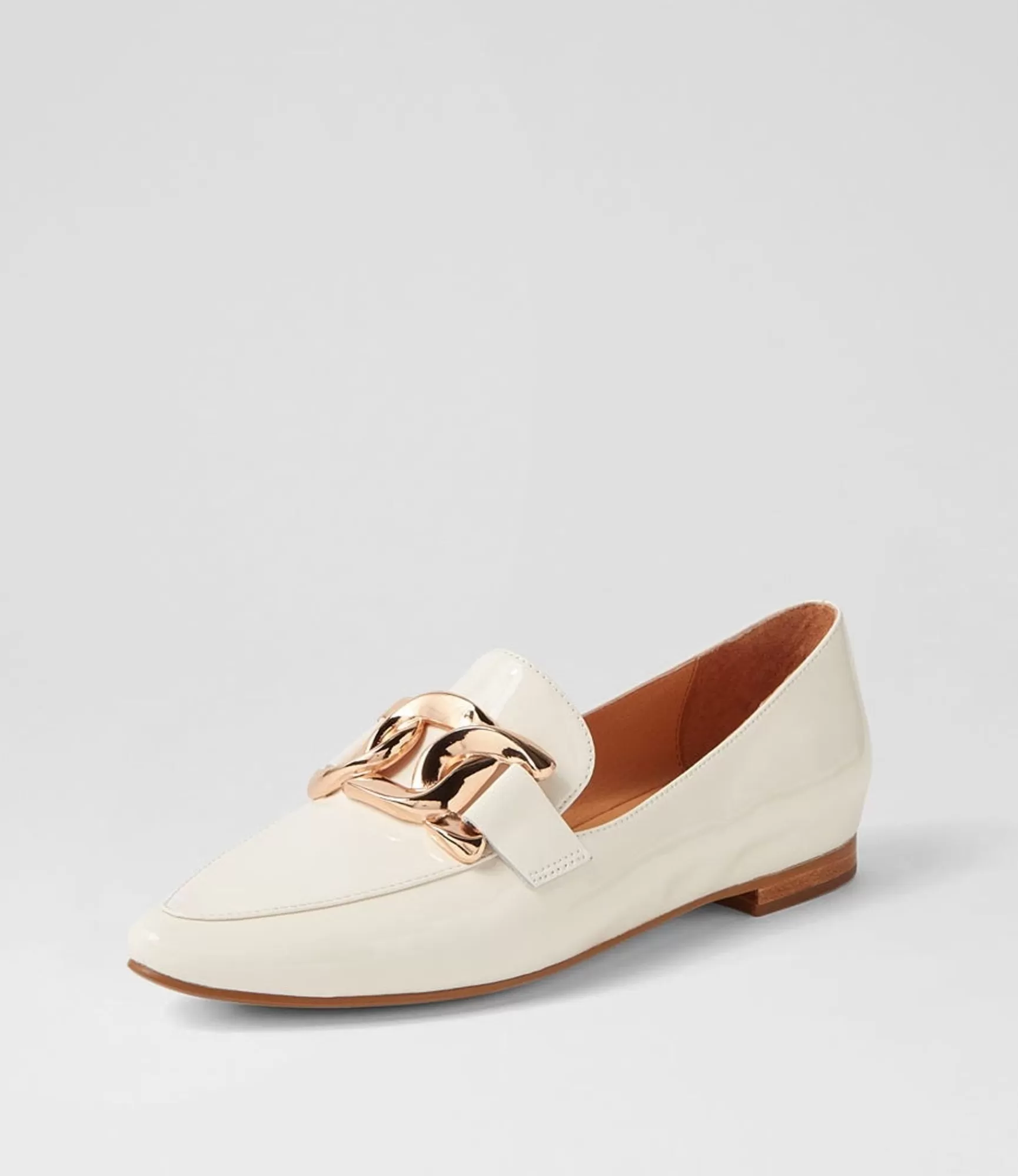 Discount Midas Shoes Symona Ivory Patent Leather Loafers