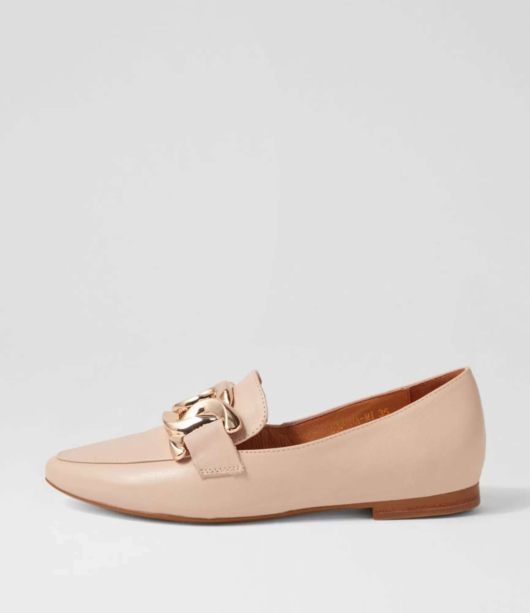 Fashion Midas Shoes Symona Nude Leather Loafers