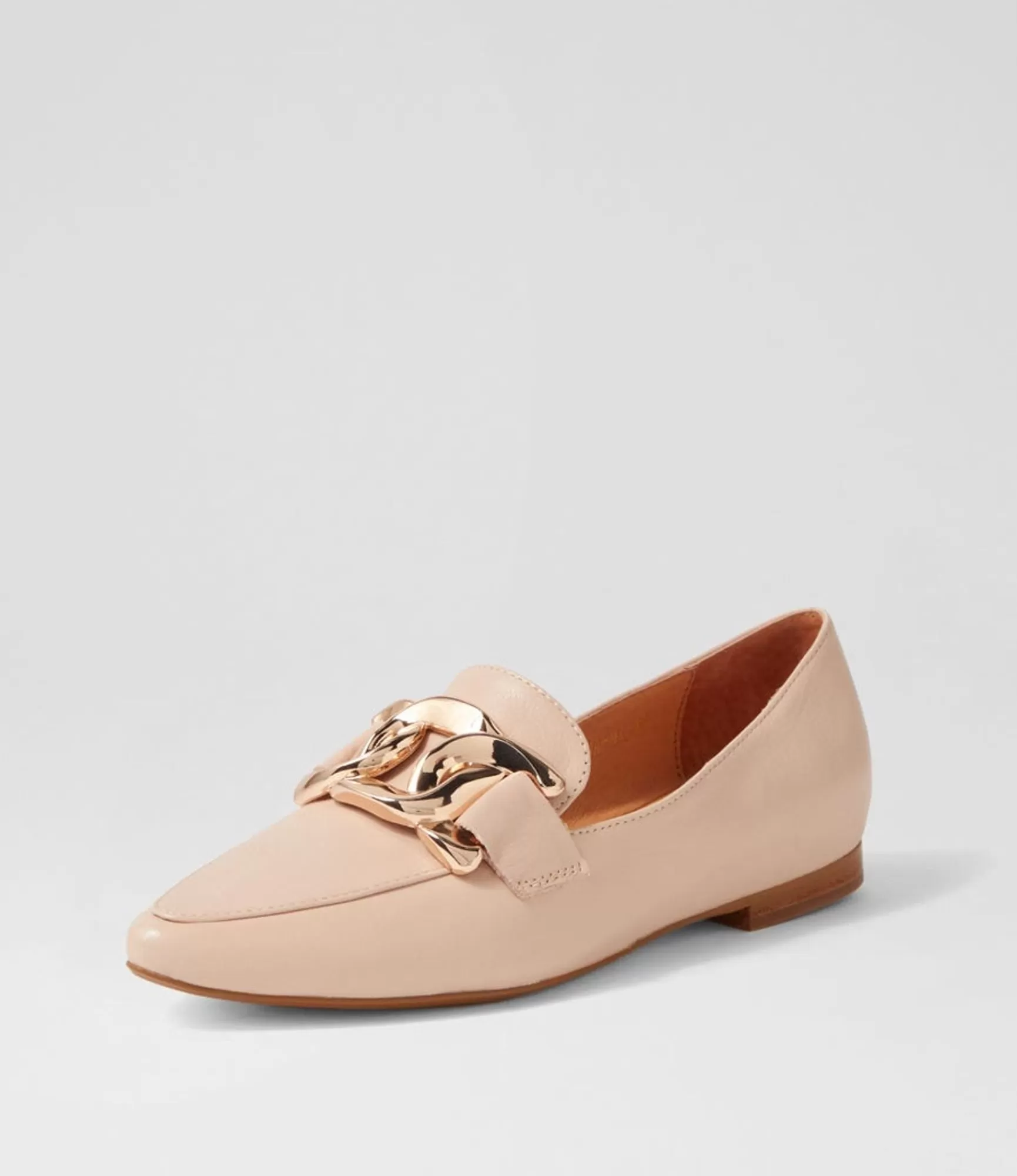 Fashion Midas Shoes Symona Nude Leather Loafers