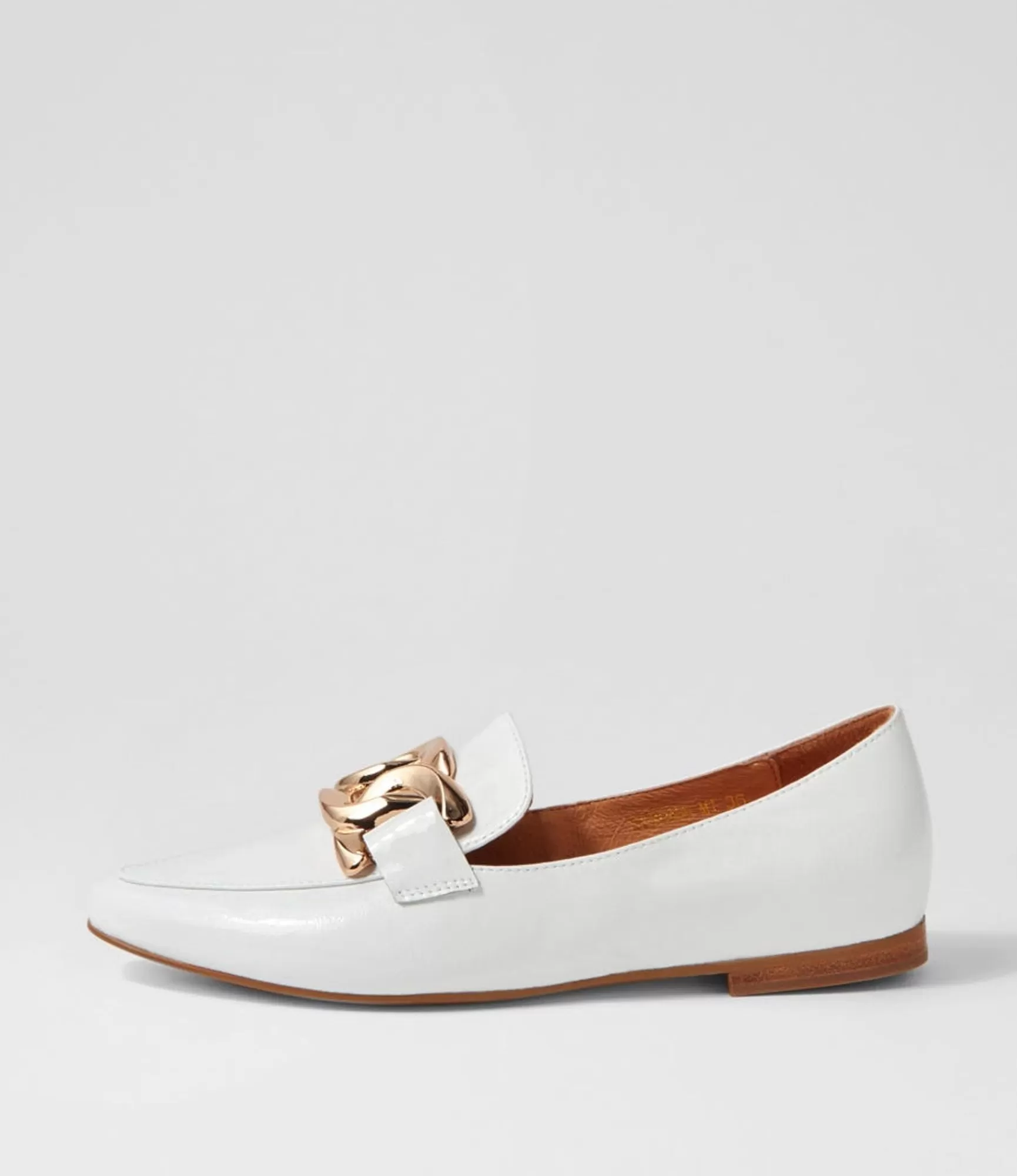 Outlet Midas Shoes Symona White Patent Leather Loafers