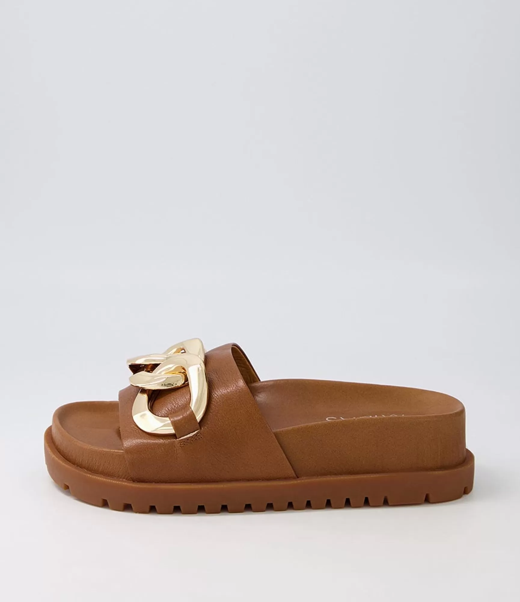 Outlet Midas Shoes Uno Toffee Leather Slides