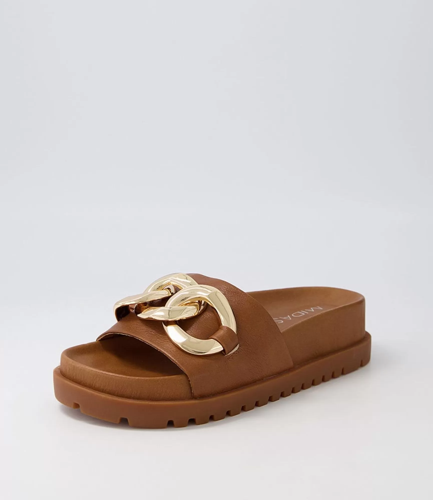 Outlet Midas Shoes Uno Toffee Leather Slides