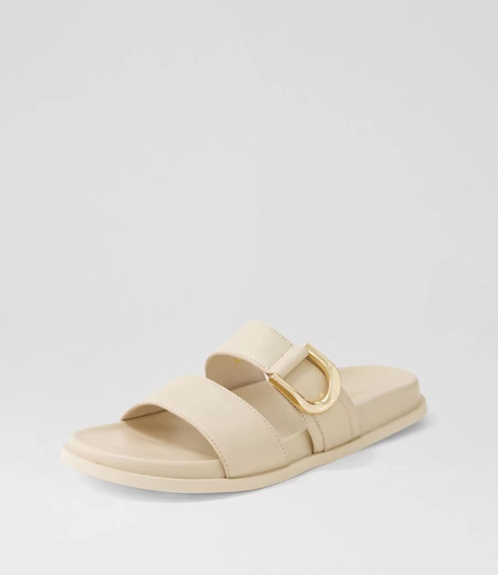 Hot Midas Shoes Valanse Cream Leather Slides